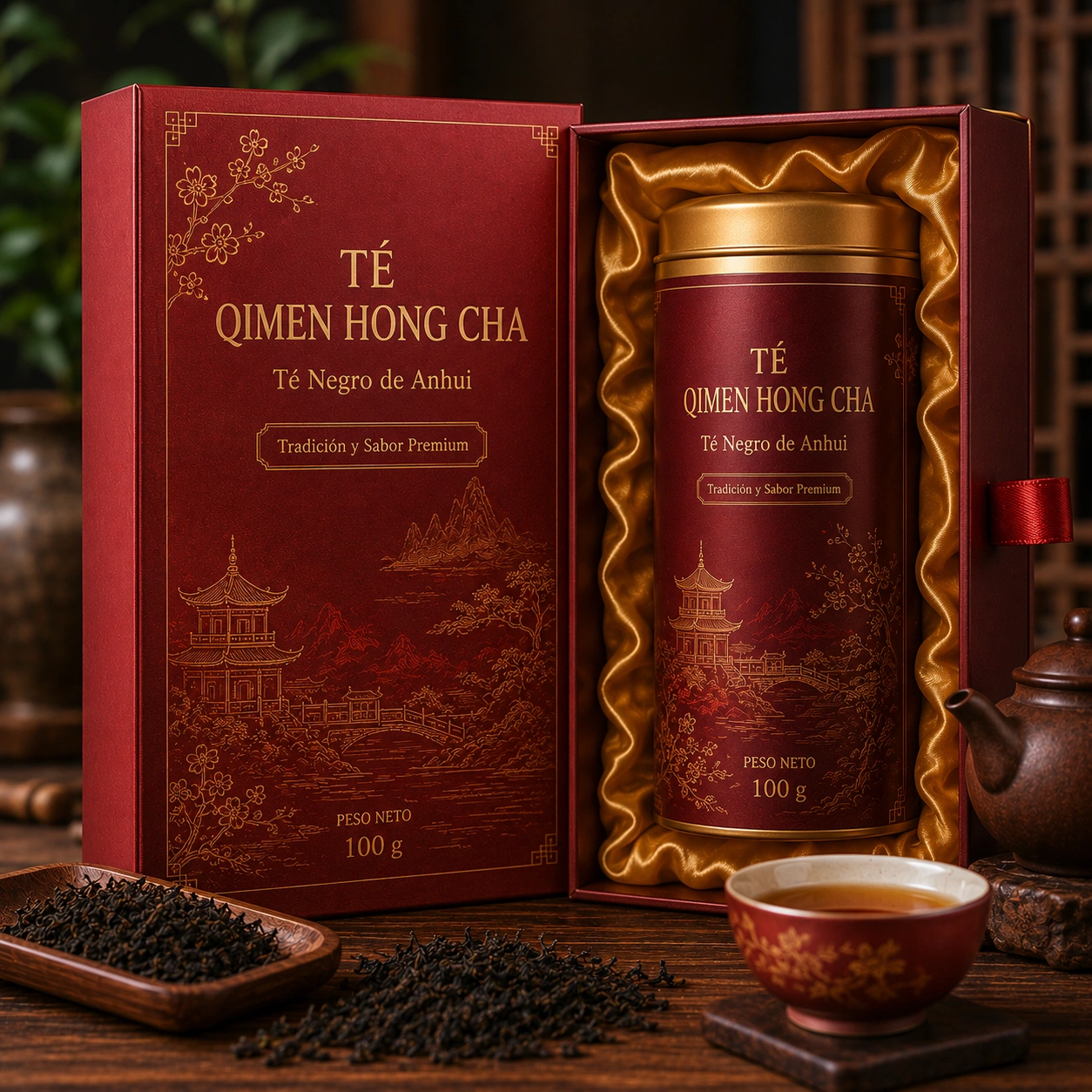 Qimen Hong Cha Caja Regalo Premium Roja