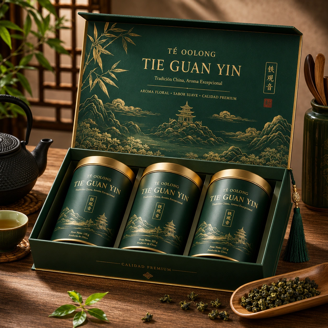 Tie Guan Yin Oolong Premium Caja Verde Oscuro