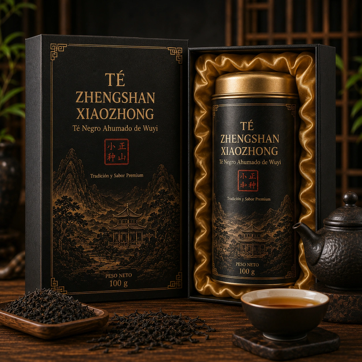Te Negro Zhengshan Xiaozhong Ahumado de Wuyi - Caja Individual Premium