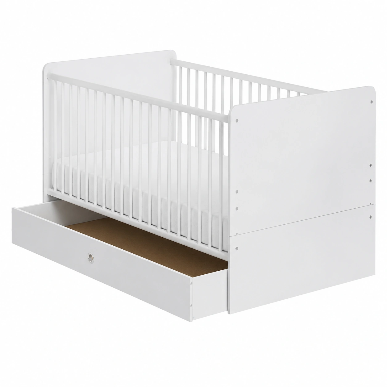 Modernes Babyzimmer-Set 3-teilig: Gitterbett, Kleiderschra, Schubkasten, weiss-Nuvahomeo