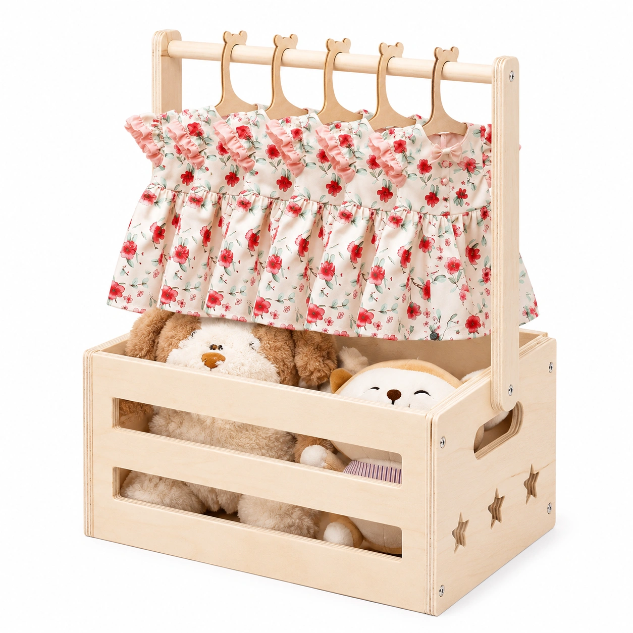 Holz-Babykleiderschra mit Grf und 5 Bugeln, ideales Gesche zur Geburt-Nuvahomeo