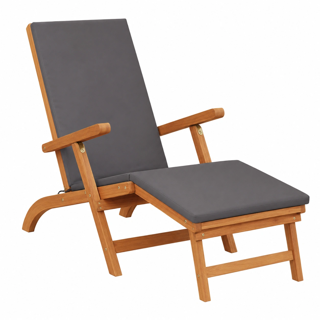 Verstellbare klappbare Liegestuhle 2er-Set aus Akazienholz mit Polstern und Armlehnen, ideal fur Garten, Terrasse, Bon und Pool, wetterfest und ergonomisch