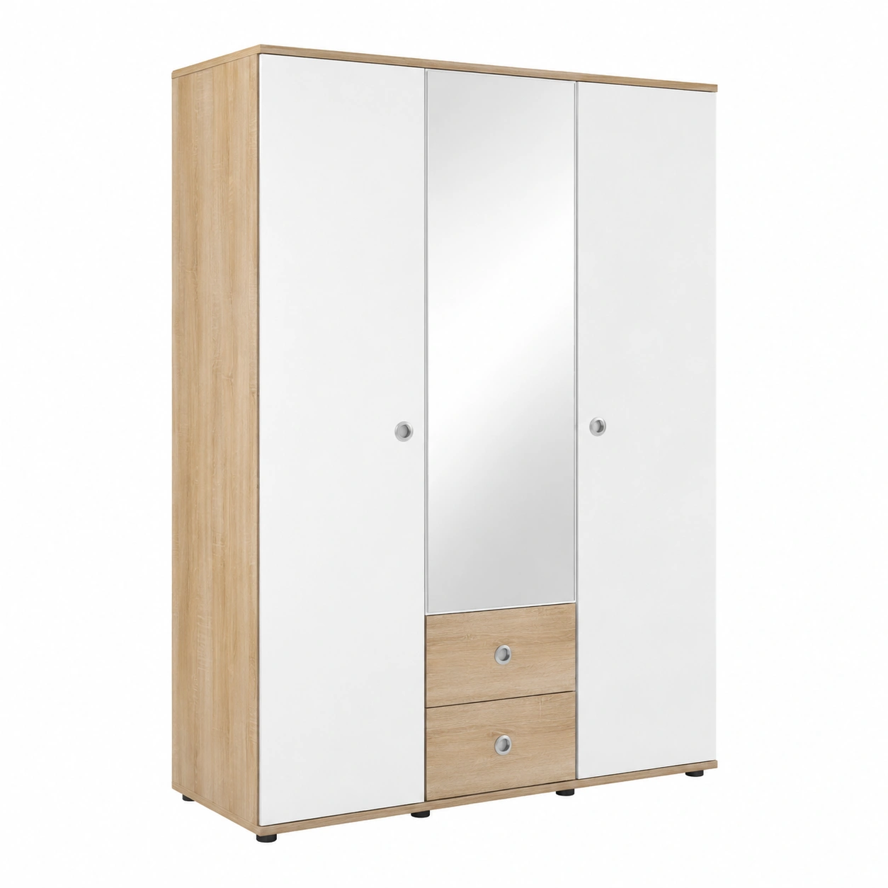 Moderner 3-turiger Babyzimmer-Kleiderschra - Viel Stauraum in Eiche Sonoma und Weiss, 1 x 190 x 52 cm