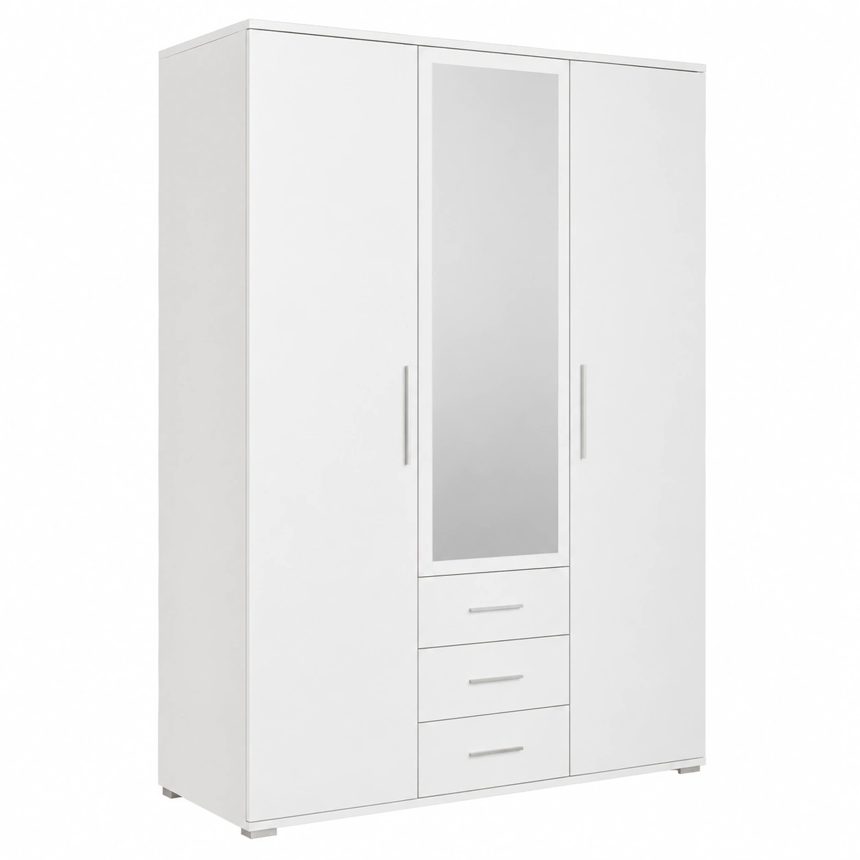 Moderner Drehturenschra Karl, 3-turig, Weiss mit Spiegel, 120x195x55 cm-Nuvahomeo