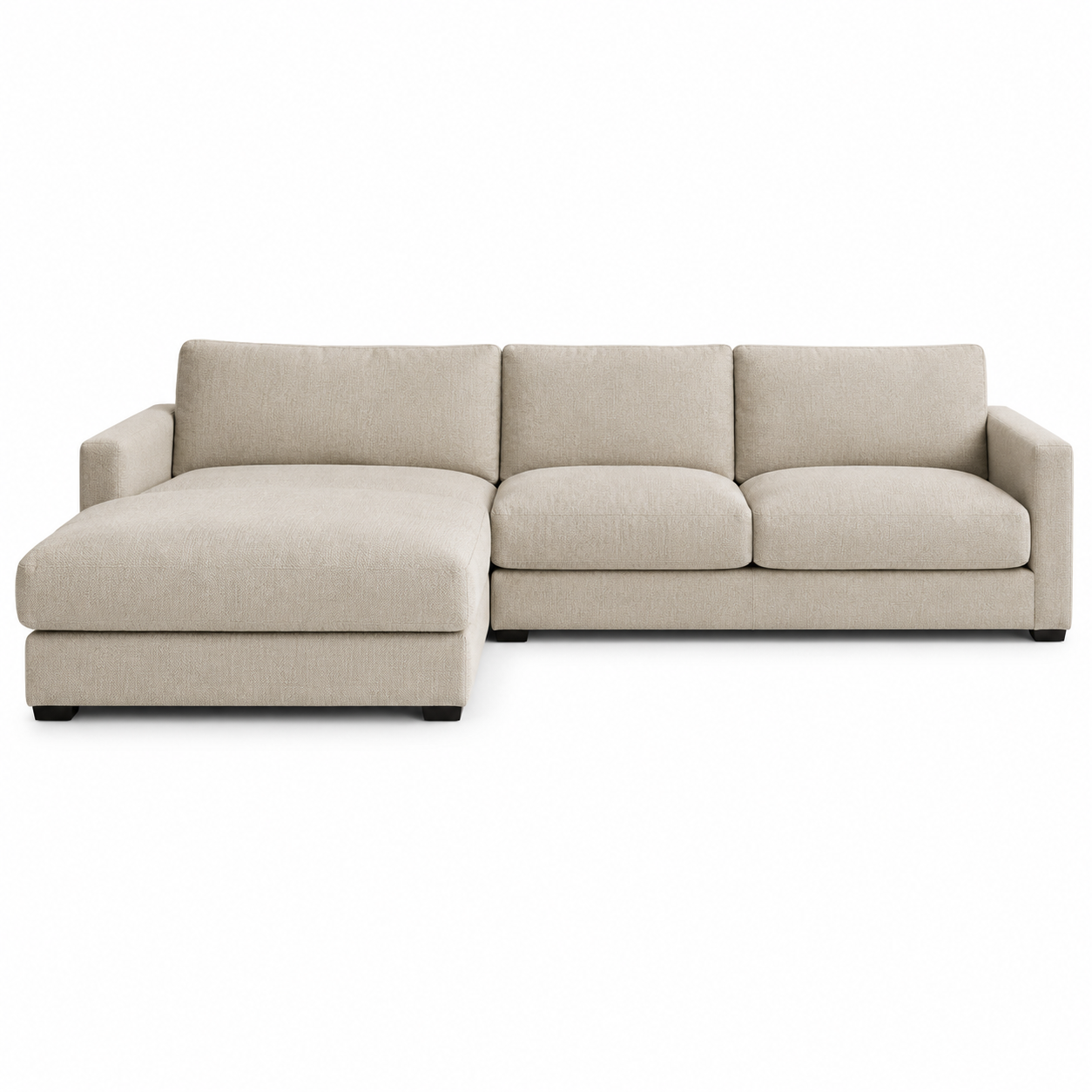 Ecksofa Liora in Sandbeige mit Longchair rechts 285x180 cm