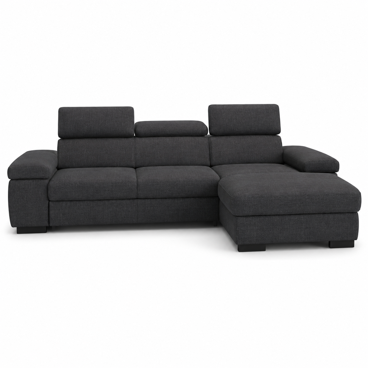 Ecksofa Vento in Anthrazit mit verstellbaren Kopfstützen 302x202 cm