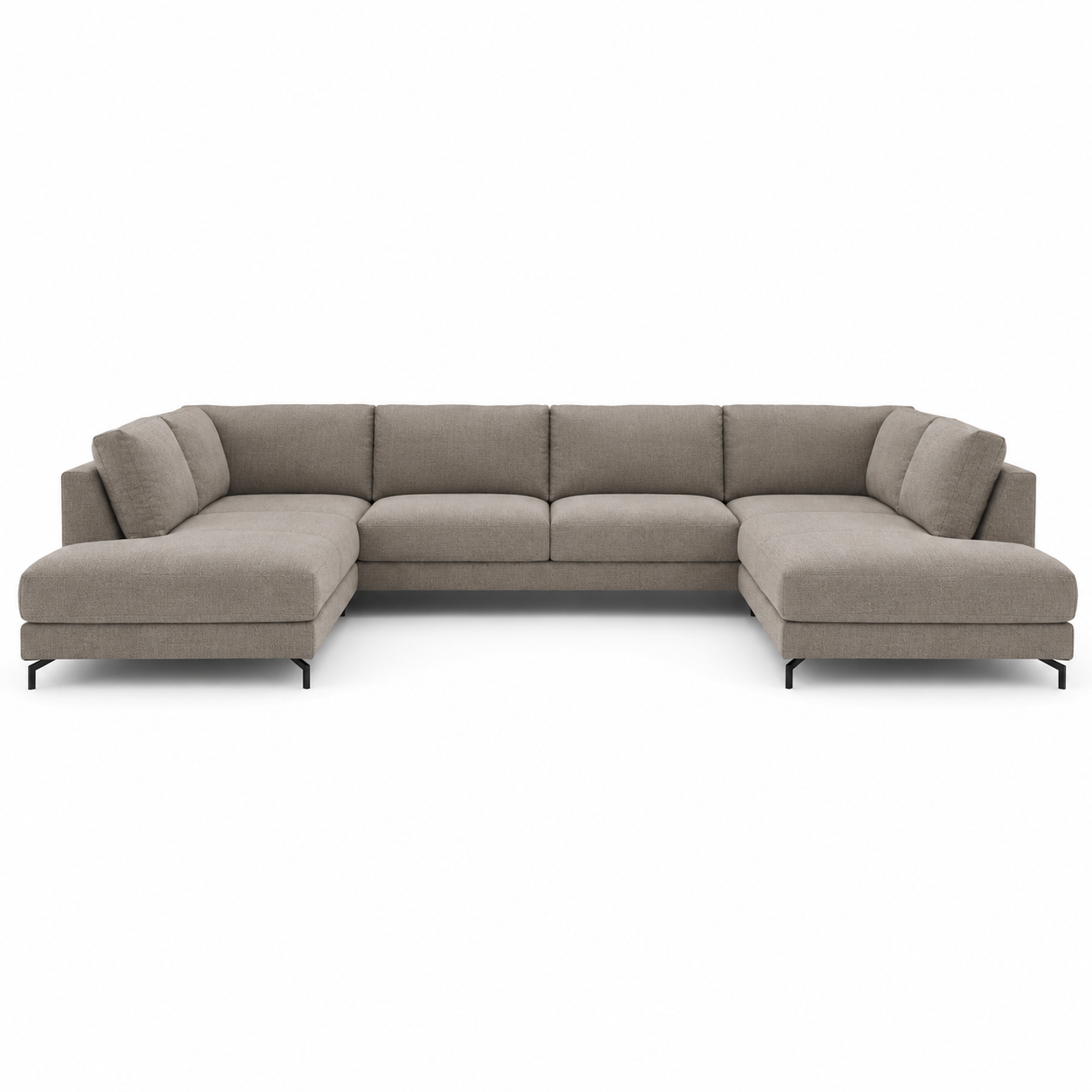 Wohnlandschaft Arvo in Taupe mit U-Form und Stoffbezug 340x210 cm-HomoraStudio