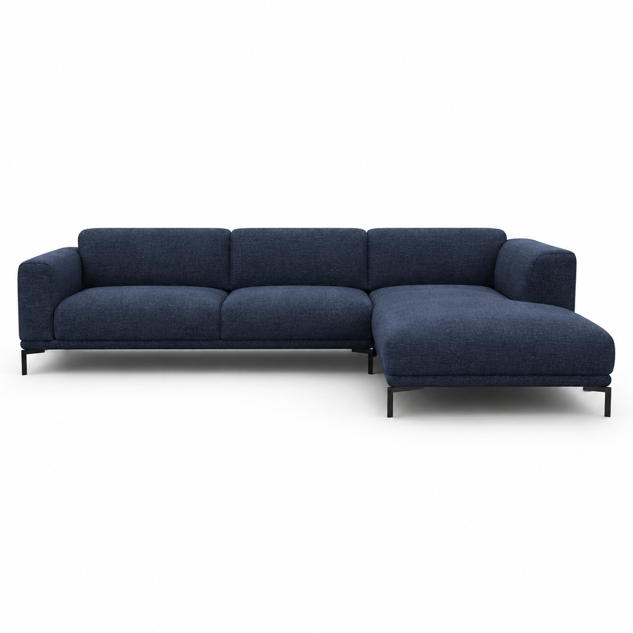 Ecksofa Sora in Dunkelblau mit niedriger Lehne 295x185 cm-HomoraStudio