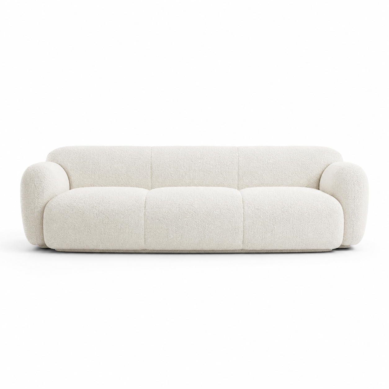 3-Sitzer Sofa Miro in Cremeweiß mit abgerundeten Armlehnen 225 cm