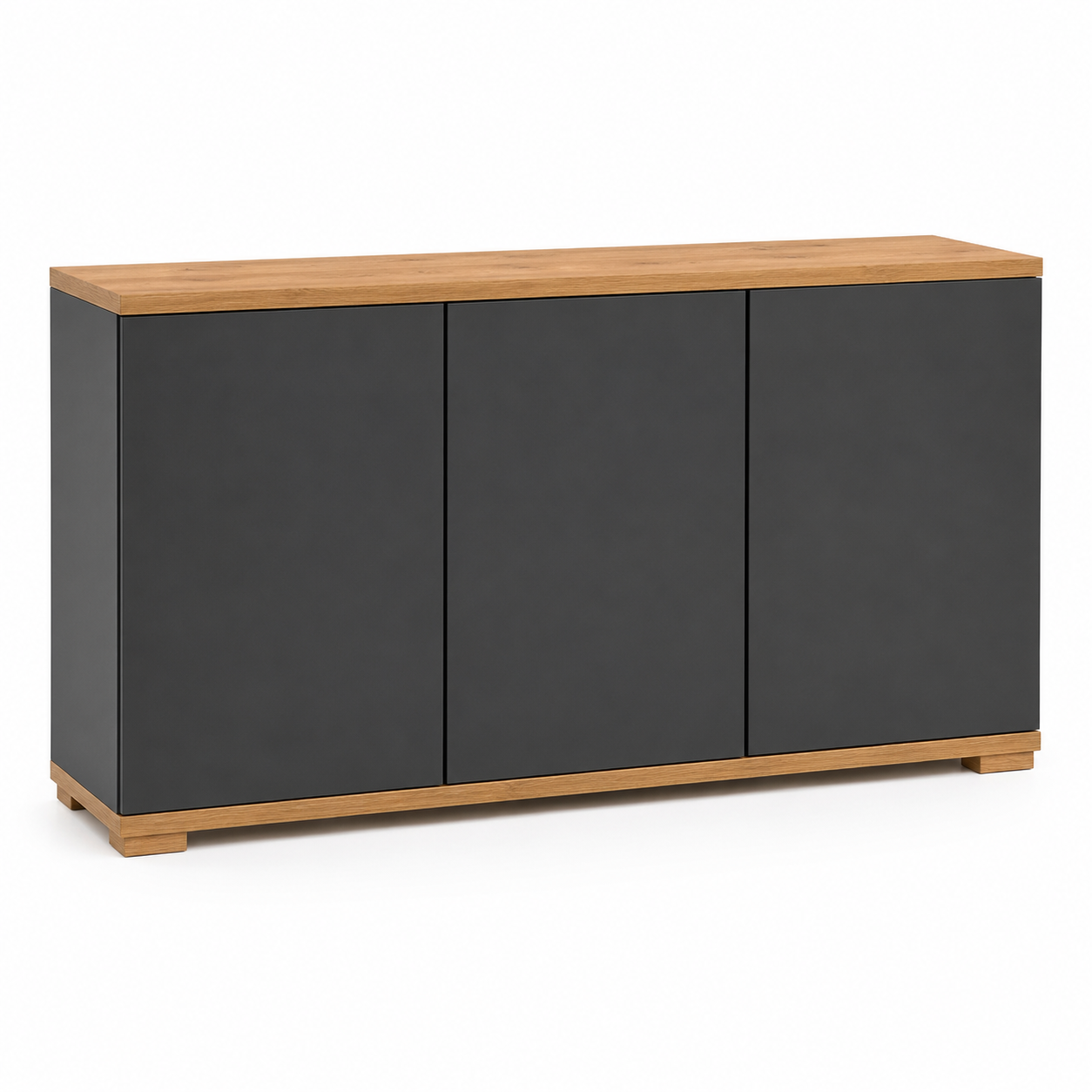 Kommode Alva in Graphit und Eiche mit Push-Türen 150 cm