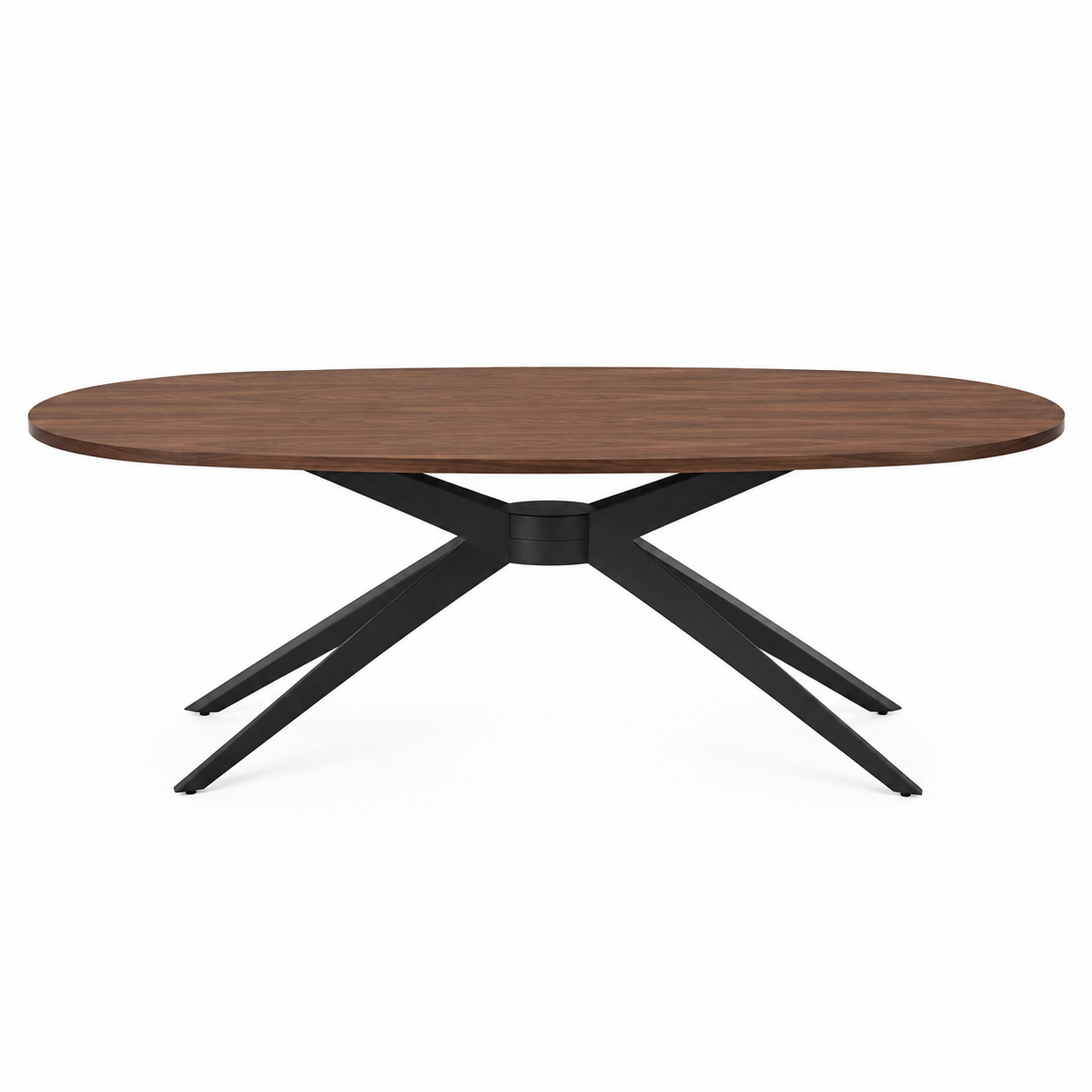 Ovaler Esstisch Rivo in Walnuss mit schwarzem Gestell 220x100 cm