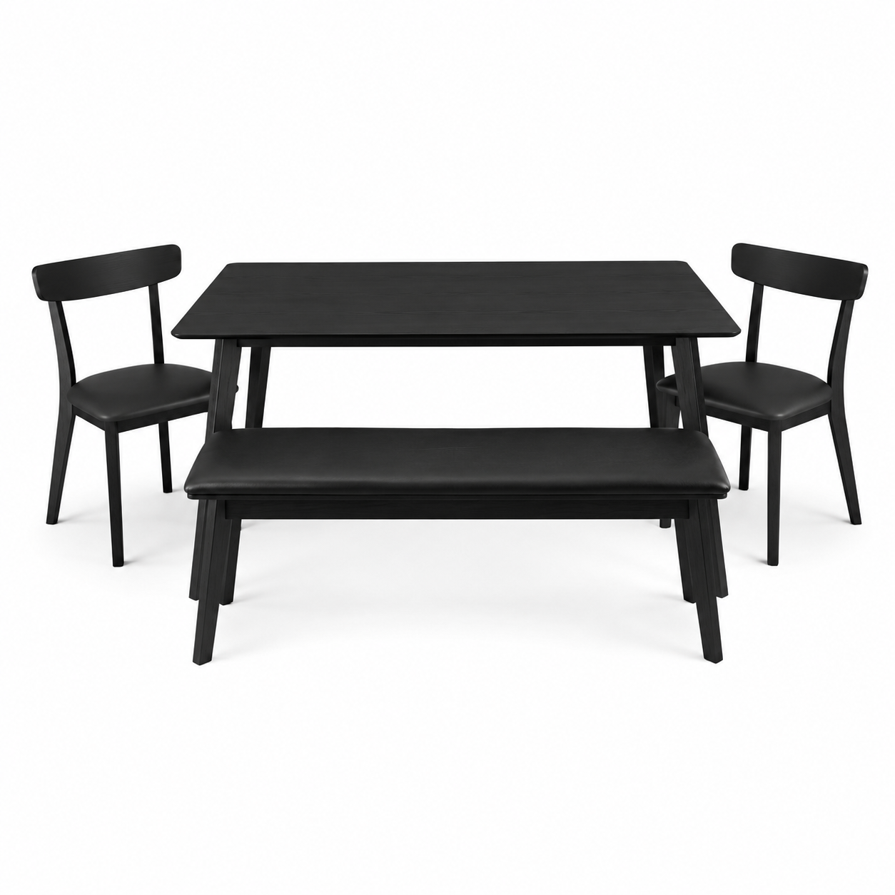 Essgruppe Bento in Schwarz mit Bank und zwei Stühlen 160 cm