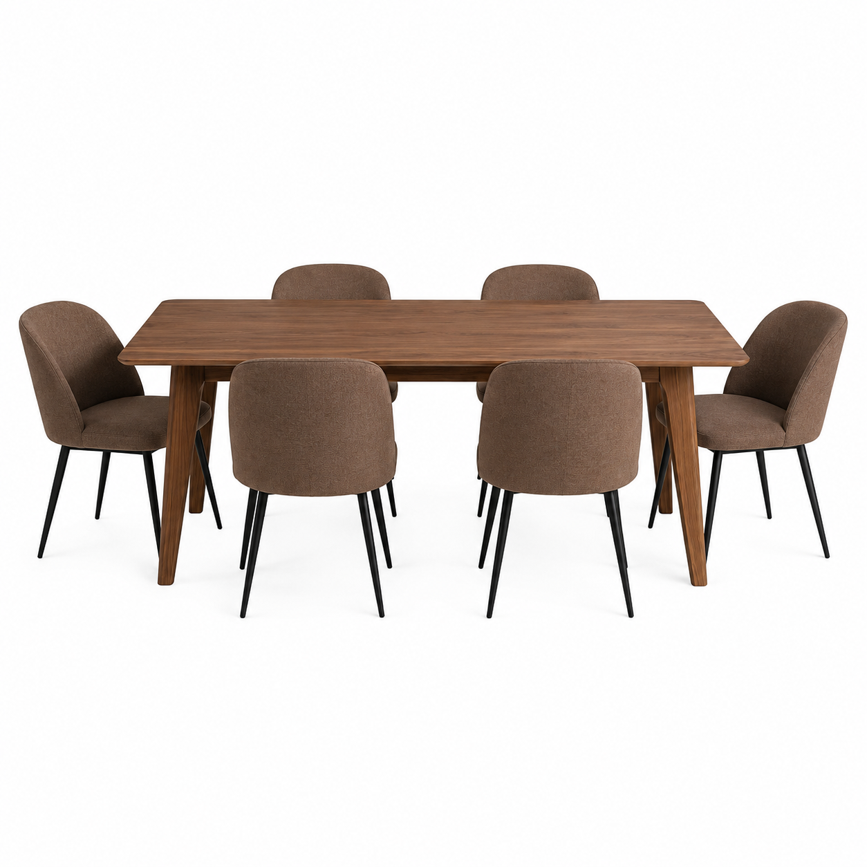 Essgruppe Nilo in Walnuss mit sechs Stühlen 180 cm