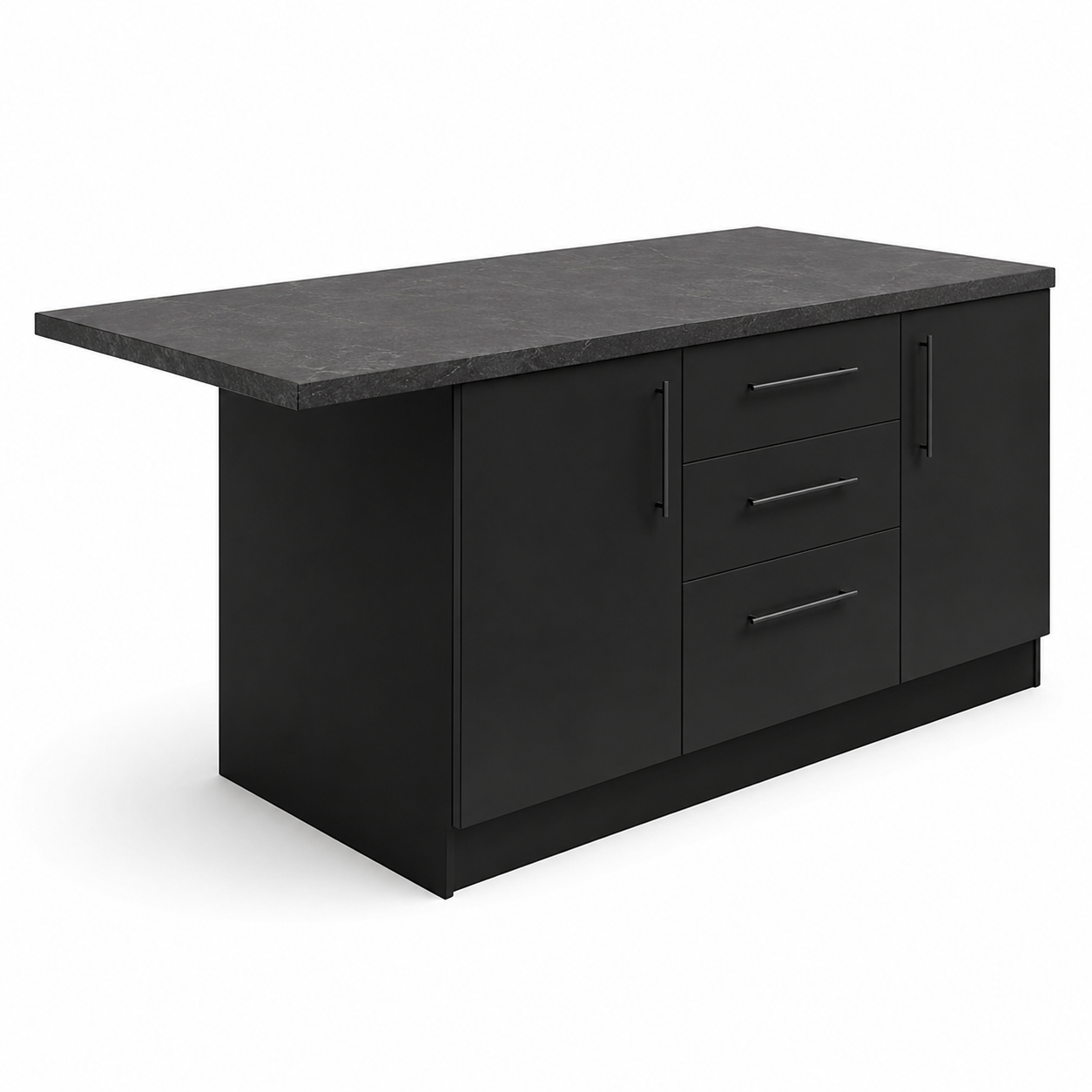 Kücheninsel Miro in Schwarz mit Sitzüberstand 150 cm-HomoraStudio