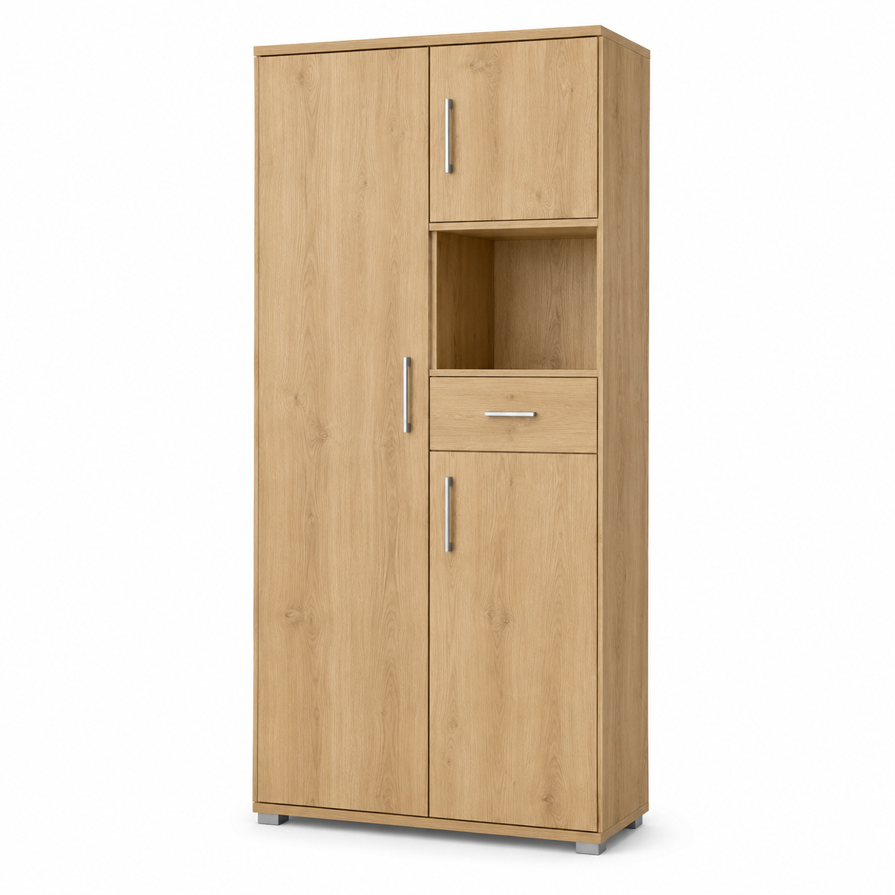 Mehrzweckschrank Malo in Eiche Hell mit Besenfach 90 cm-HomoraStudio