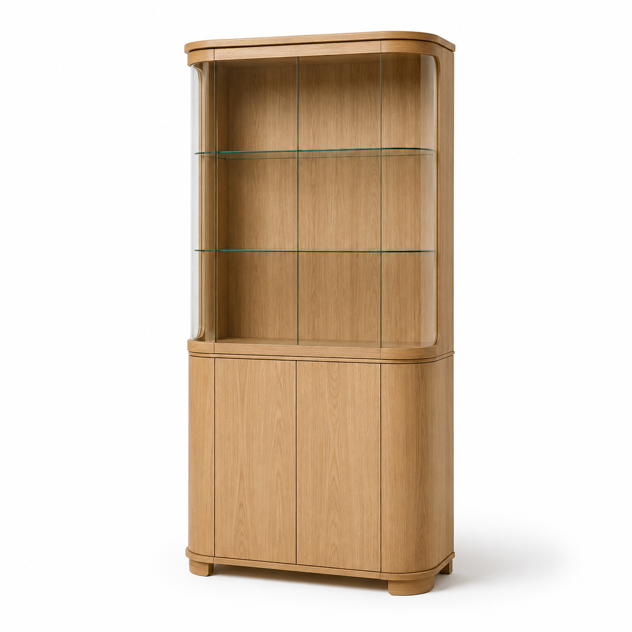 Vitrine Elva in Eiche Natur mit gerundeter Glasfront 90 cm