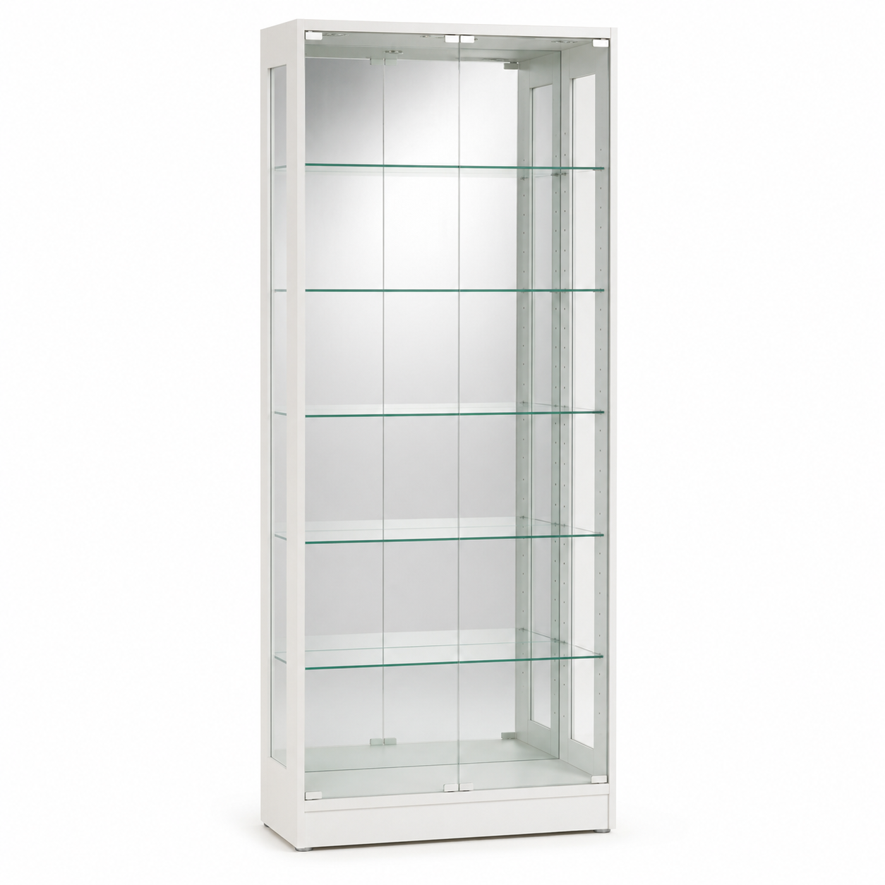 Glasvitrine Lumo in Weiß matt mit Spiegelrückwand 70 cm