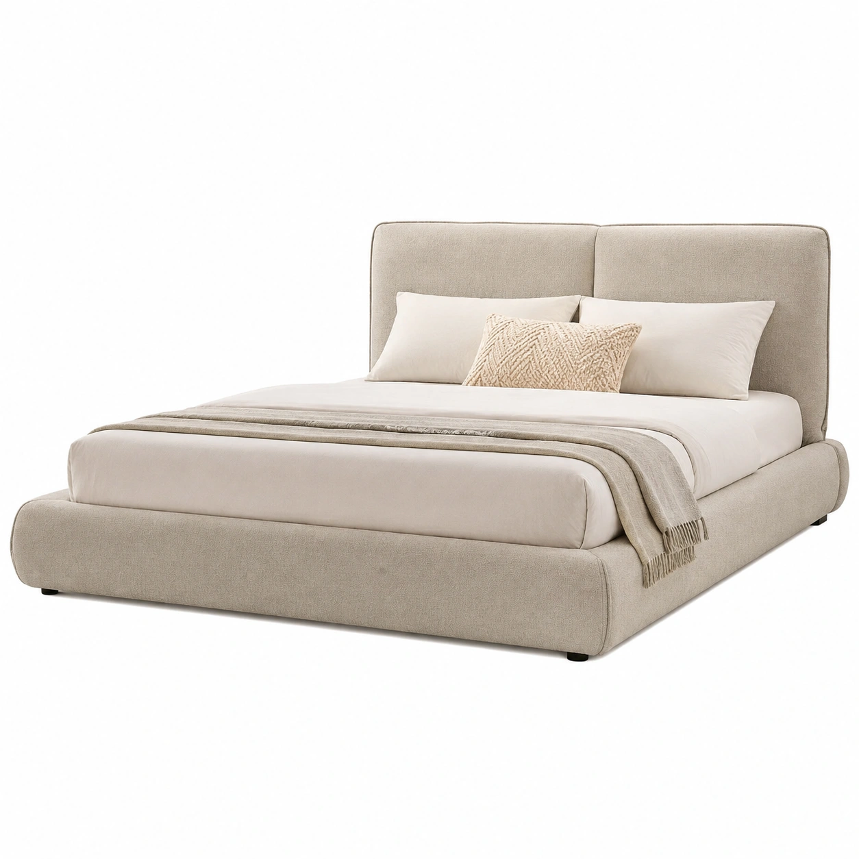 Cama tapizada minimalista de textura suave-Urbanoura