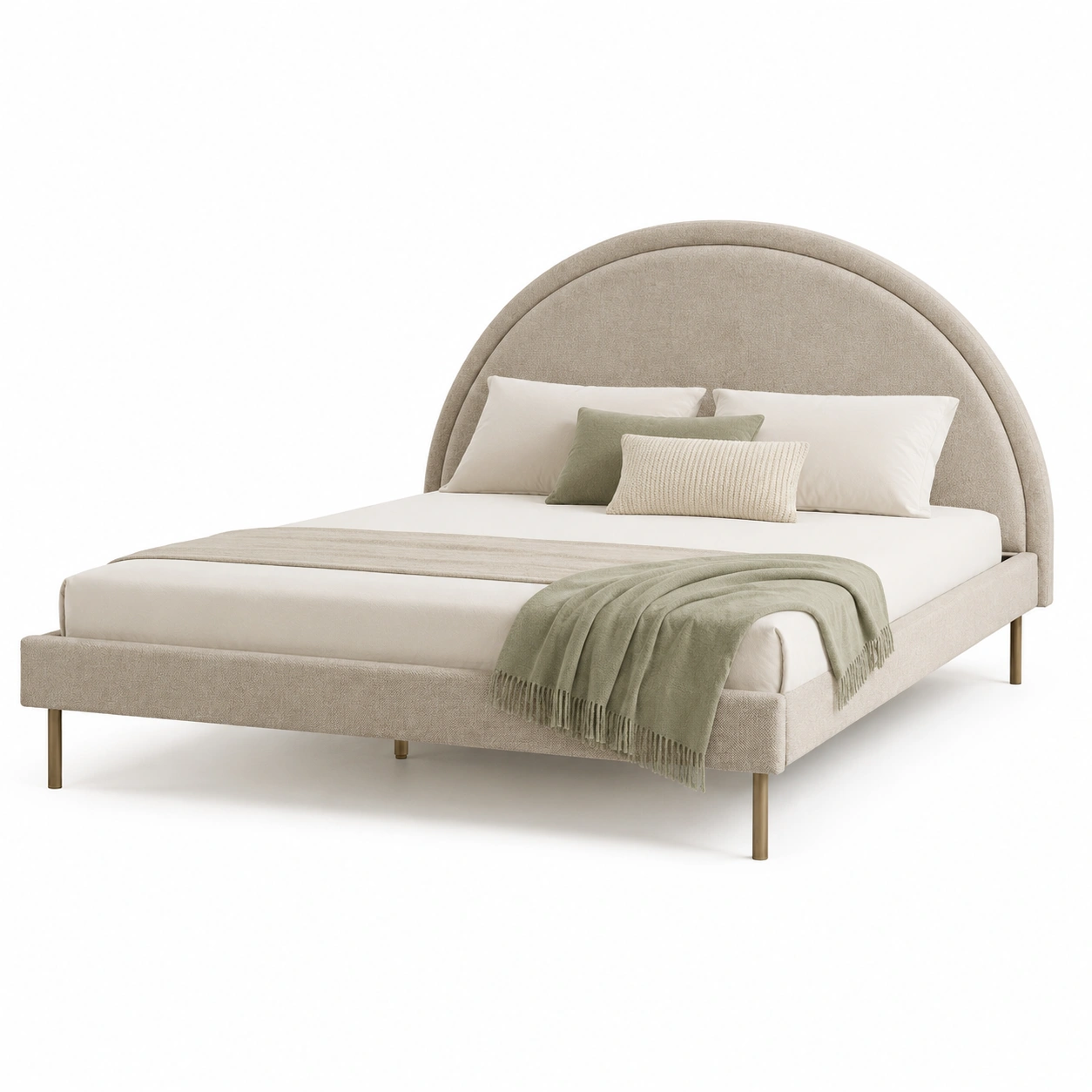 Cama elegante con cabecero semicircular arena-Urbanoura