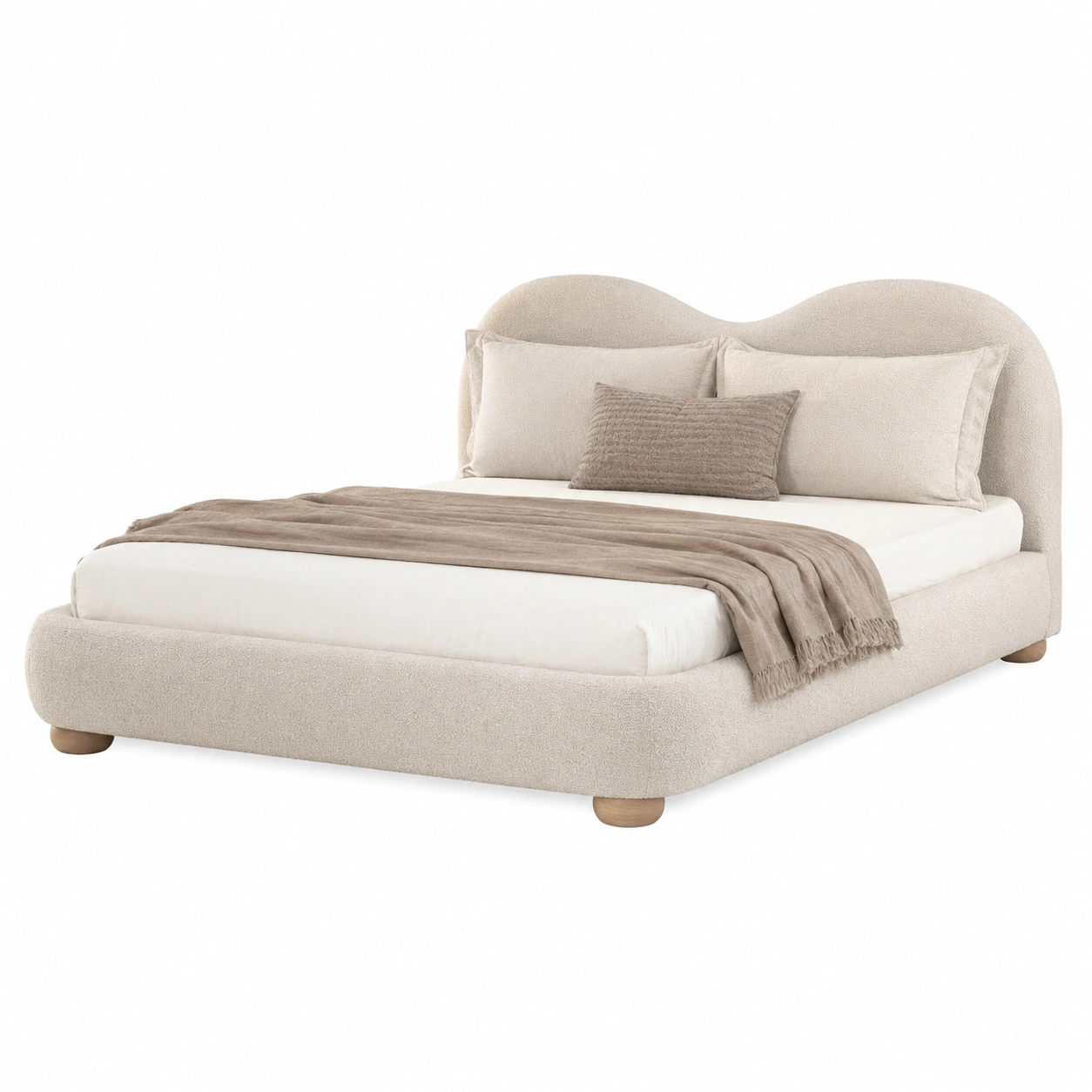 Cama doble con cabecera ondulada-Urbanoura