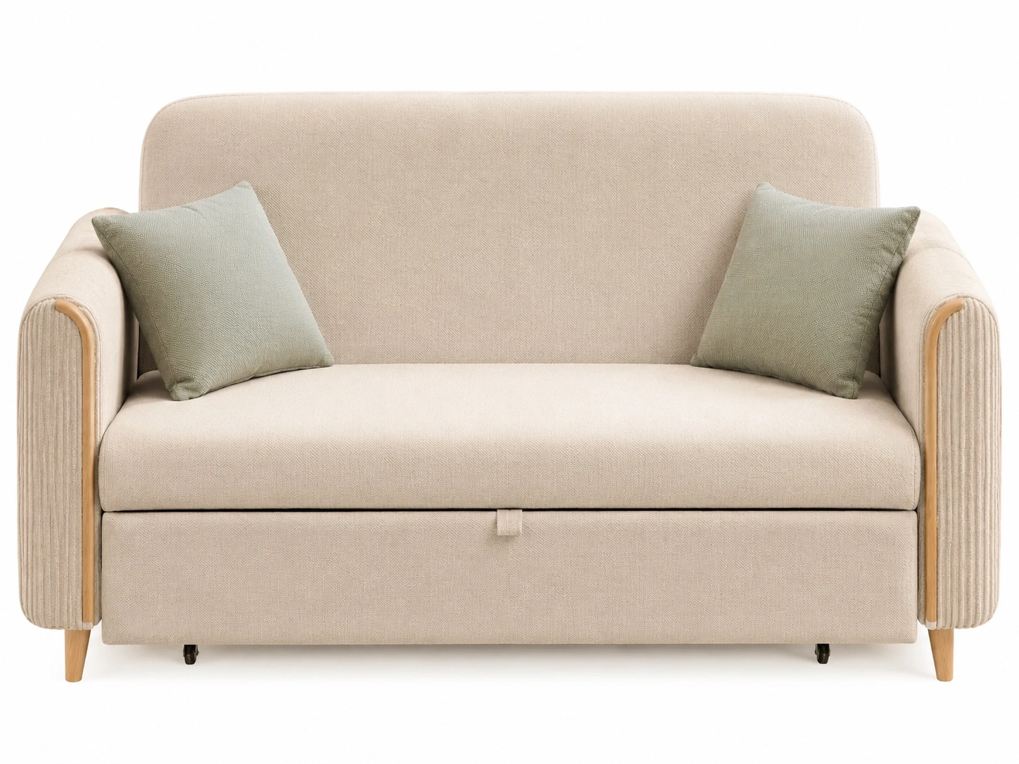 Sofa cama beige moderno de tela suave-Urbanoura
