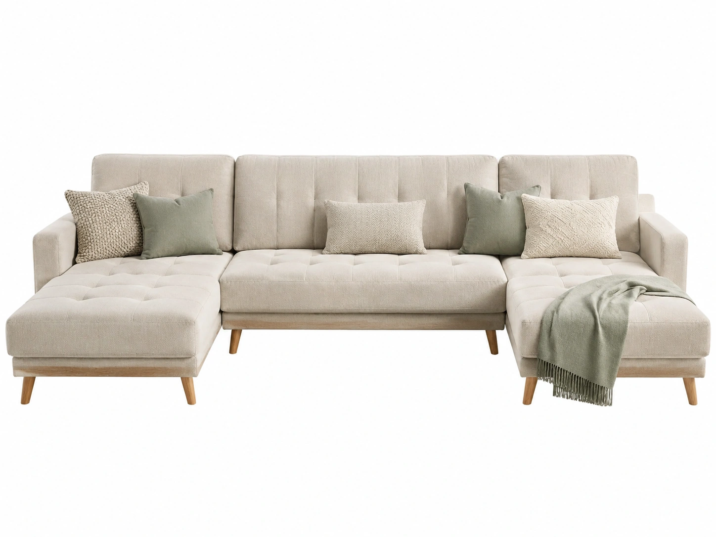 Sofa Modular Doble Chaise Longue Beige Natural-Urbanoura