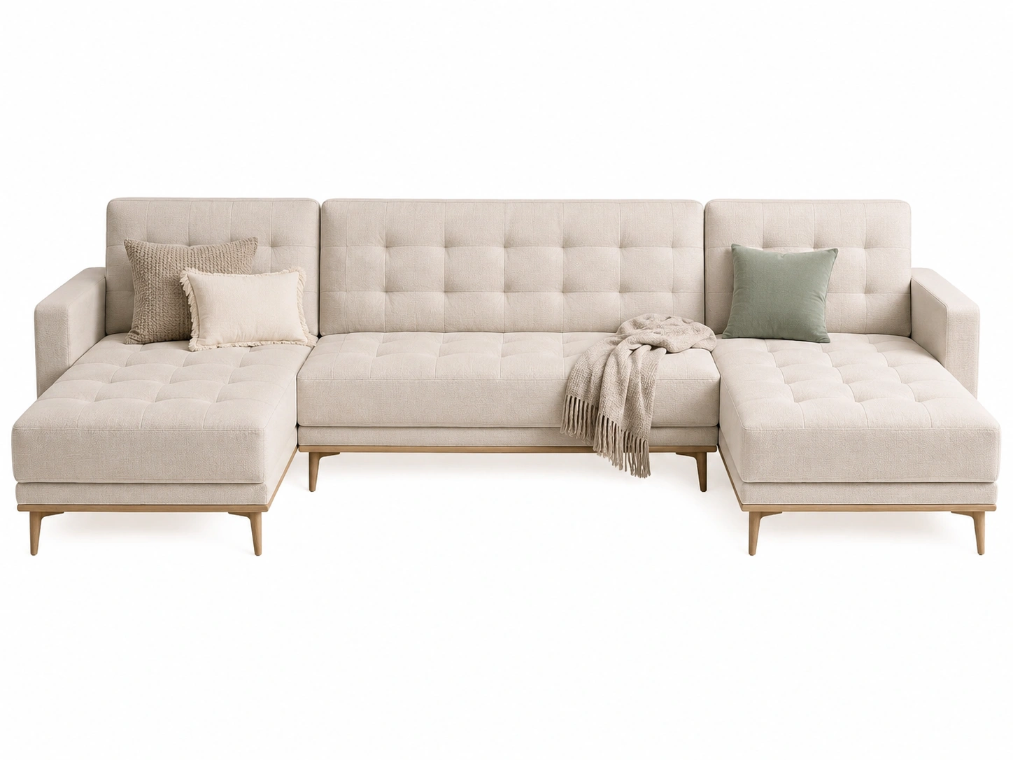Sofa Modular Simetrico Tapizado Beige Claro-Urbanoura