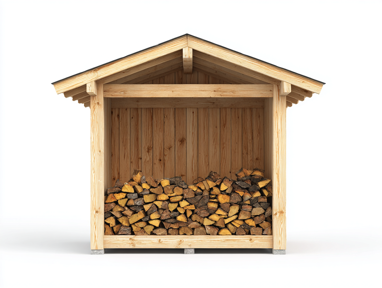 Leñero de jardín madera 180x80x160 cm marrón natural diseño exterior almacenamiento leña-Ralinvodecor