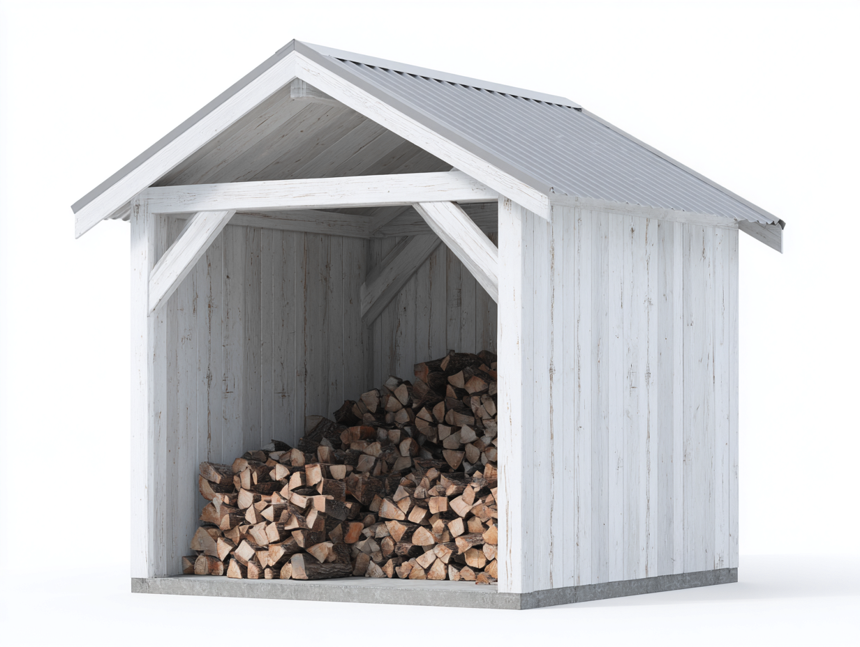Leñero de jardín madera 180x70x160 cm - blanco-gris - diseño rústico-Ralinvodecor