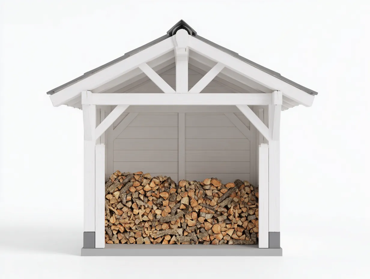 Leñero de jardín madera 160x60x150 cm - blanco-gris - diseño rústico-Ralinvodecor