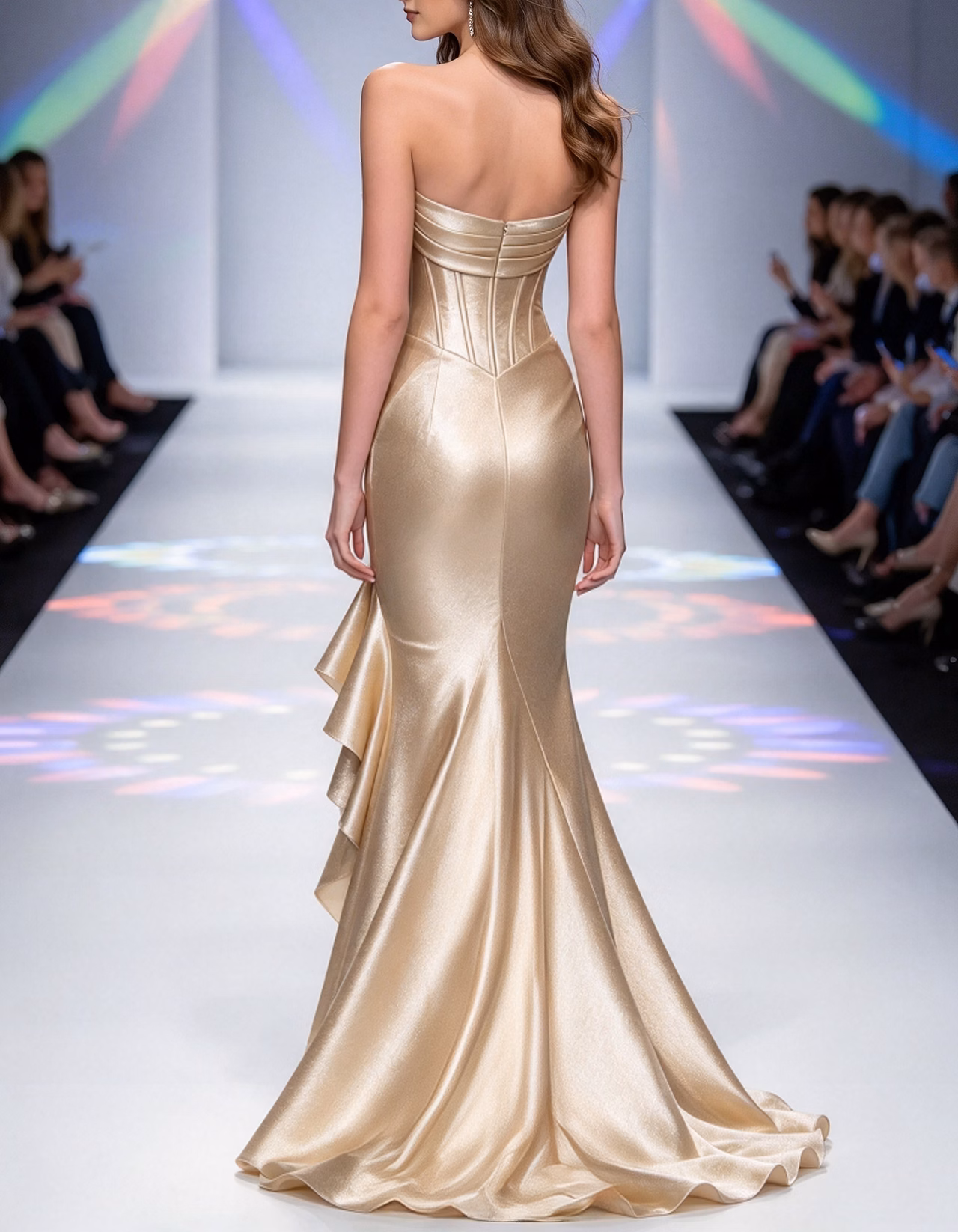 Strapless Sweetheart Beaded Corset Satin Mermaid Evening Maxi Dress