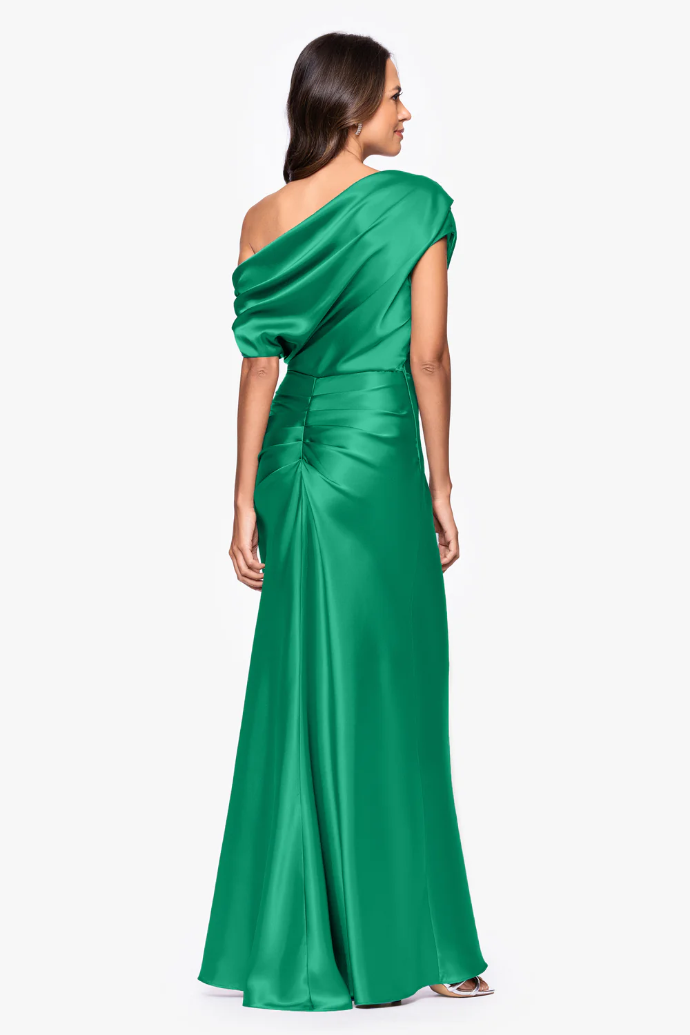 Satin Drop Shoulder Floor Length Dress