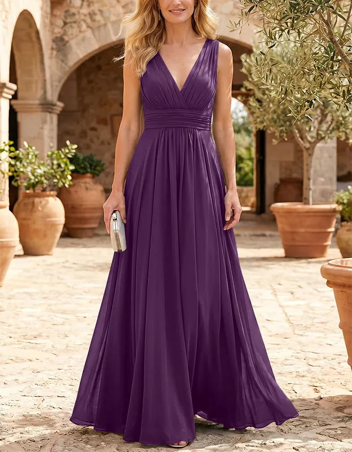 Navy Blue Sleeveless Chiffon Maxi Dress
