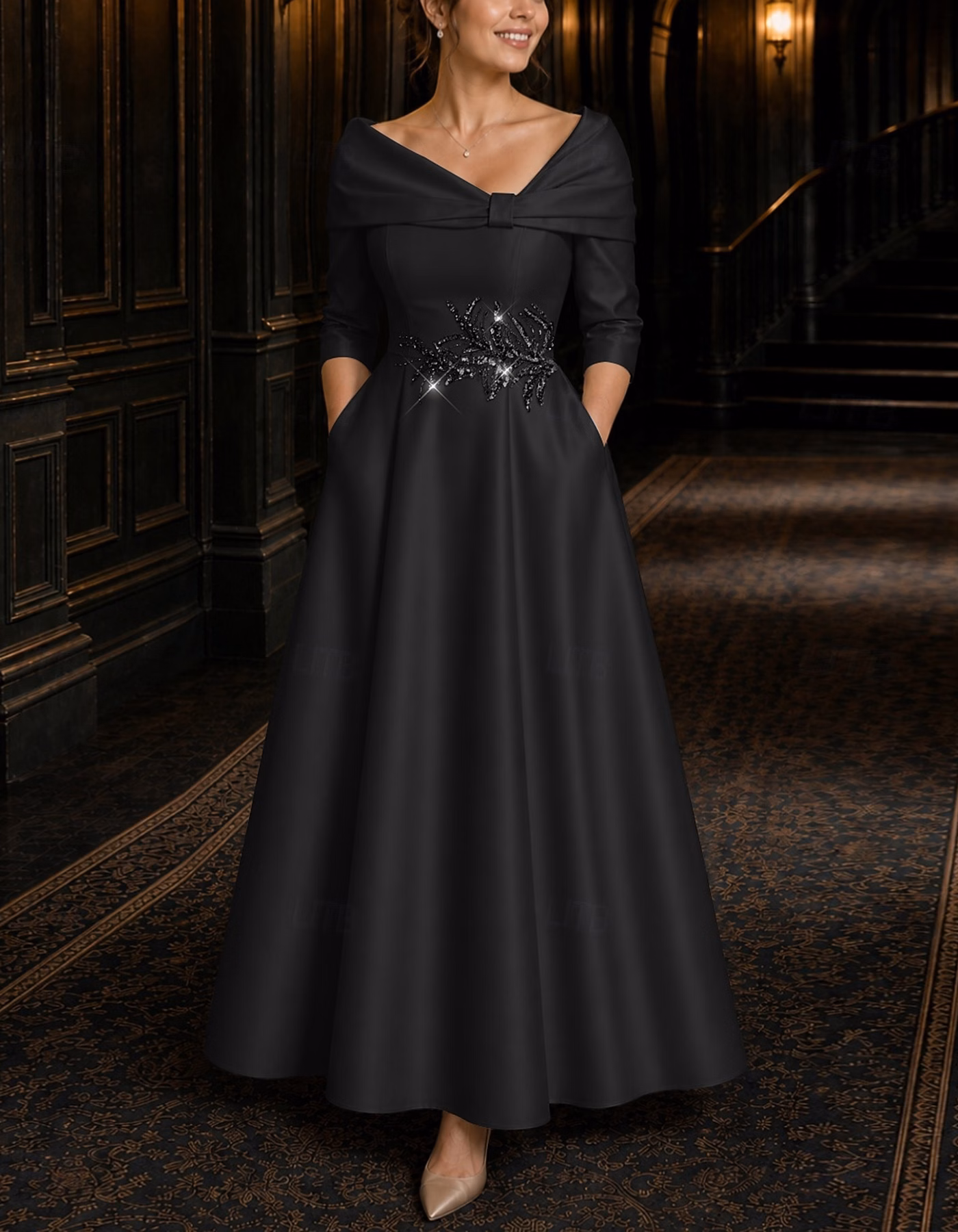 Solid Color Off The Shoulder Satin Maxi Dress