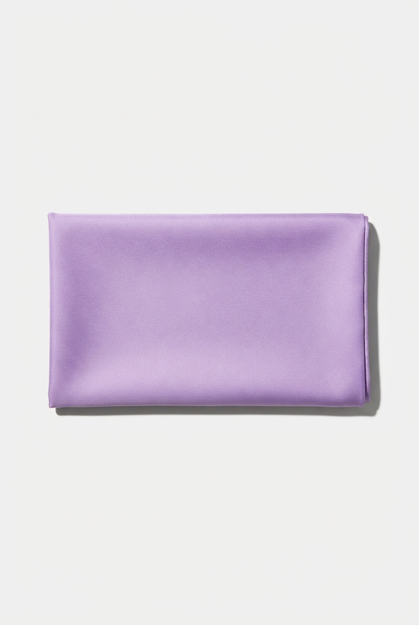 Minimalist lavender viscose hair scarf arranged on an off-white studio background