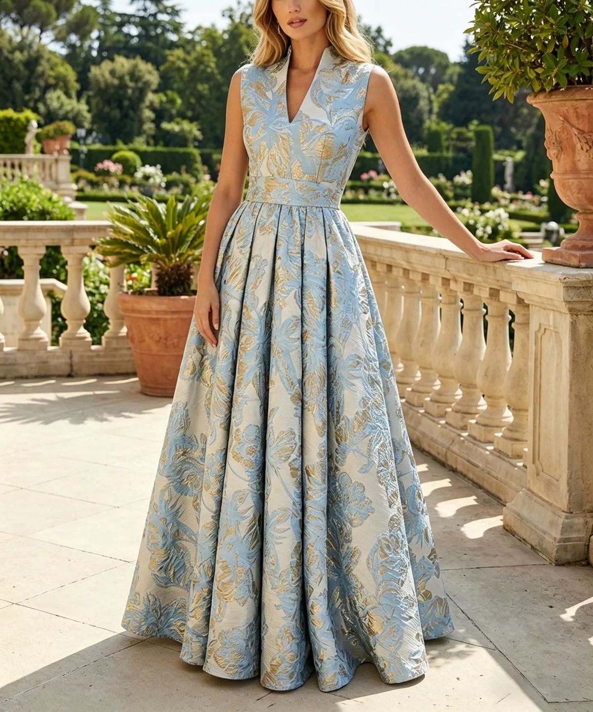 Cape Sleeve Jacquard Satin Ruched Mother of the Bride Dresses