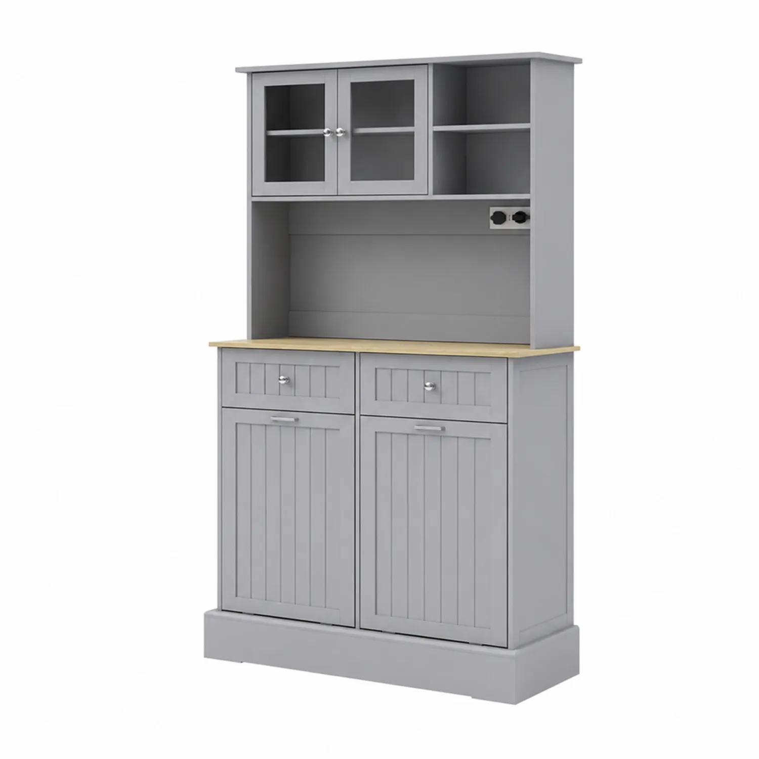Aparador de MDF con Puertas de Vidrio Templado y Cajones