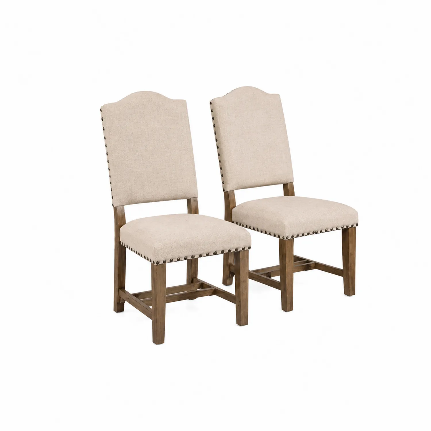 Juego de 2 sillas de madera y lino beige