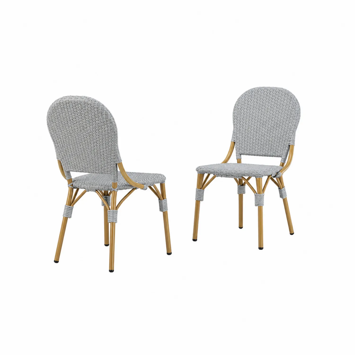Juego de sillas de ratán sintético y aluminio, Gris/Dorado
