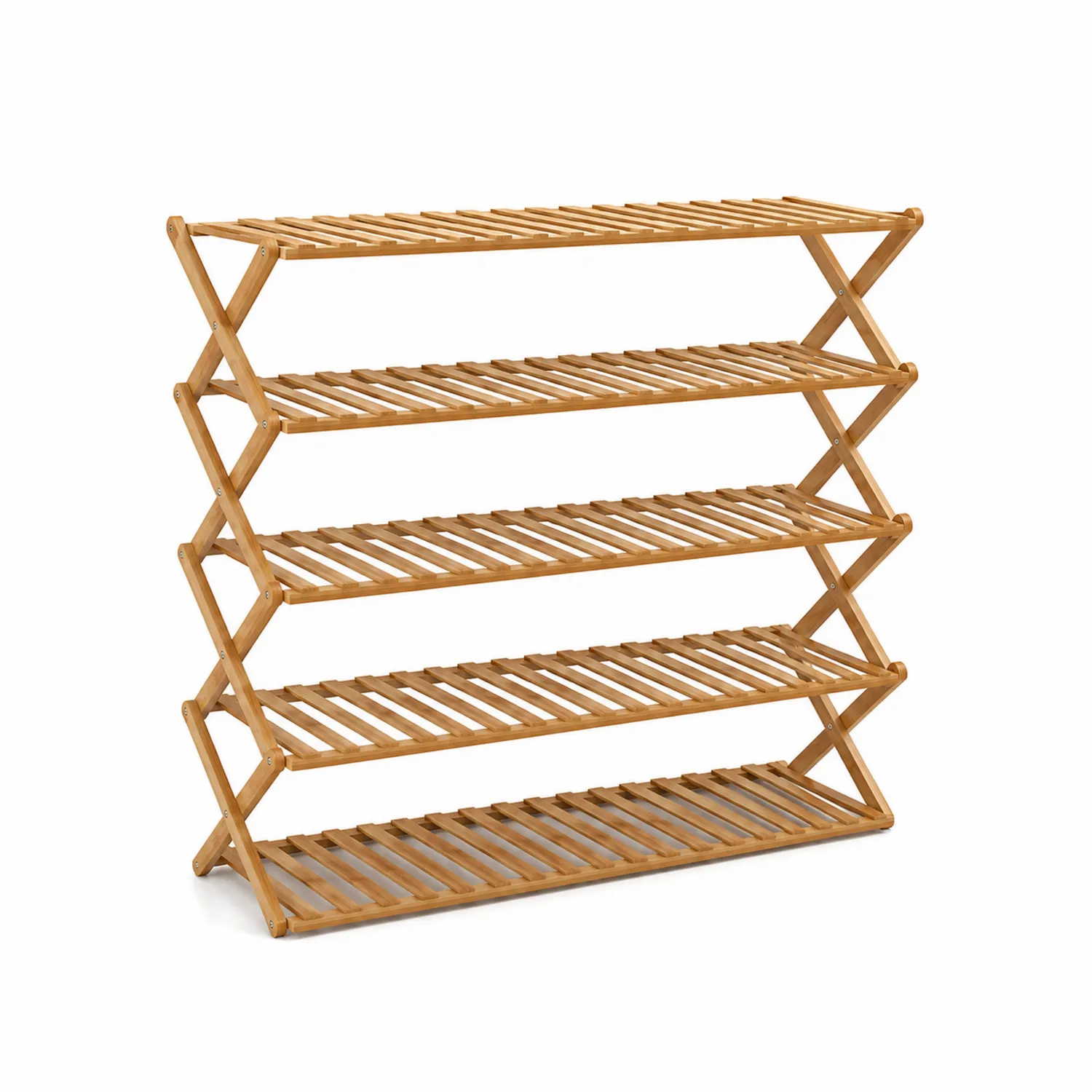 Estante de Zapatos de Bambú de 5 Niveles Plegable