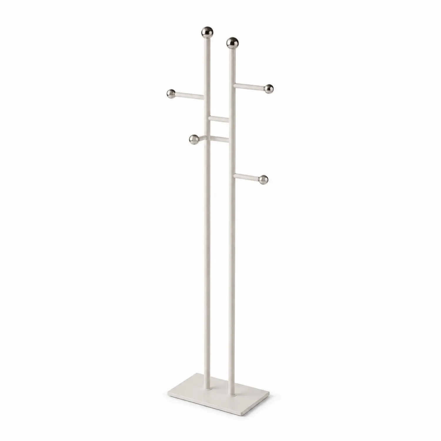 Perchero de pie de acero con base rectangular 180x30x30 cm Blanco