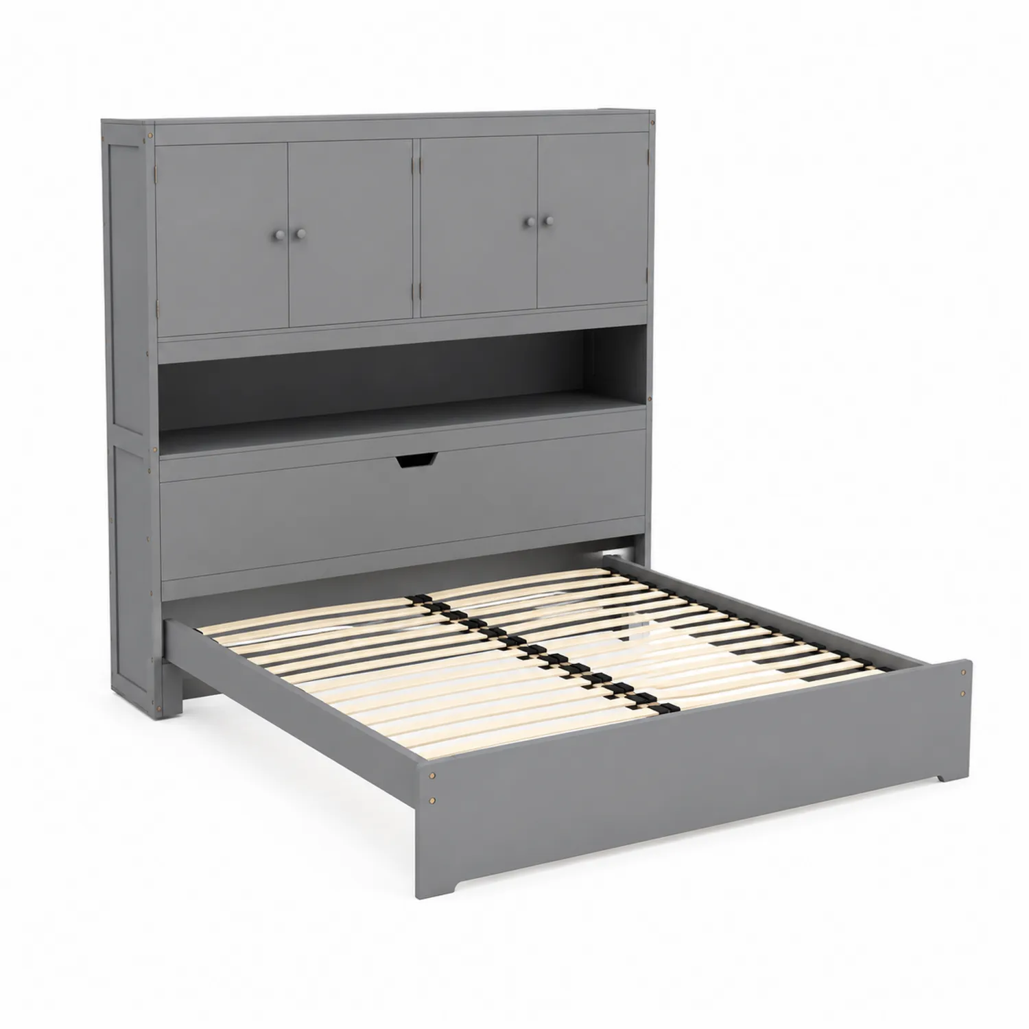 Cama abatible de madera con almacenamiento 200x140 cm Gris