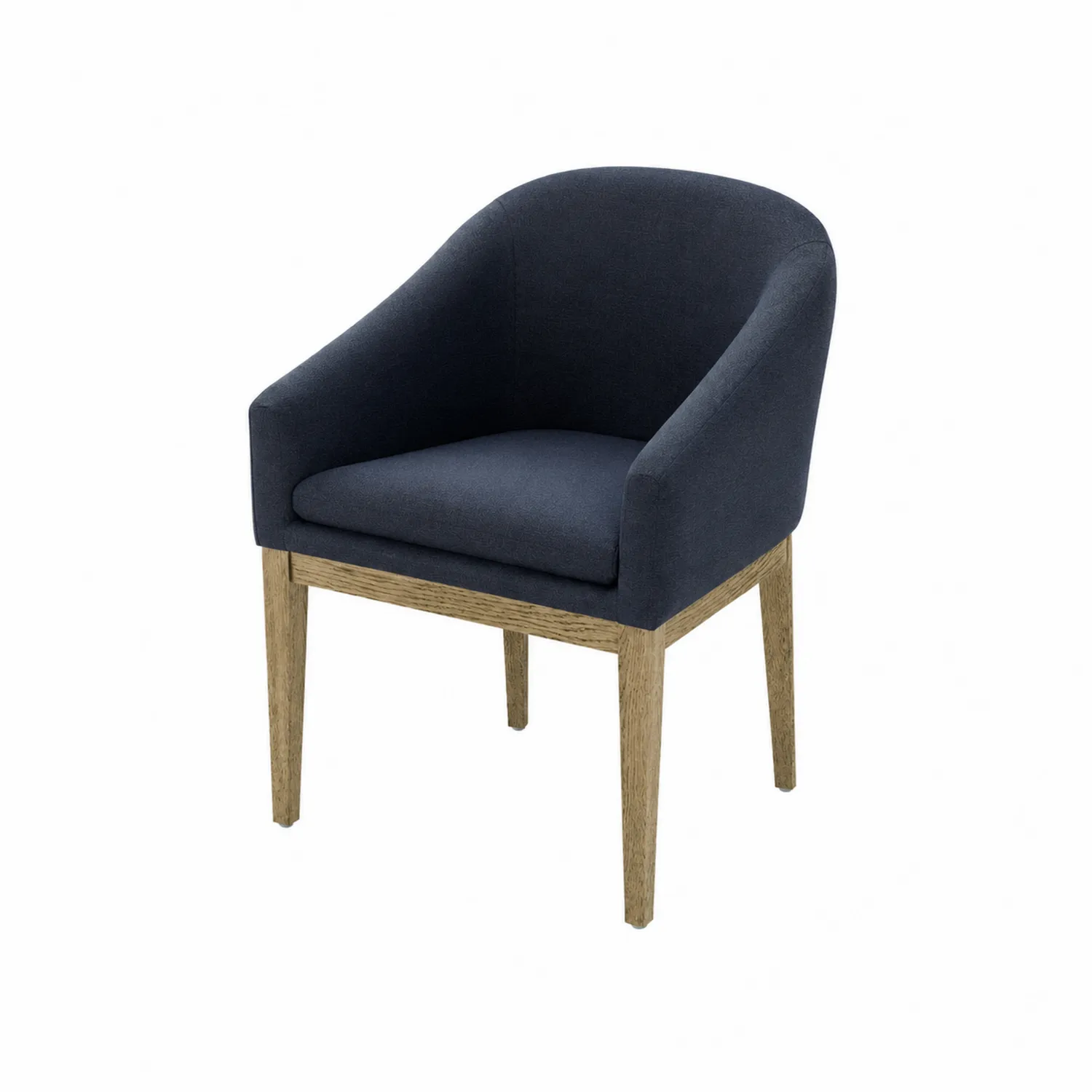 Silla de tela poliéster azul con patas de roble