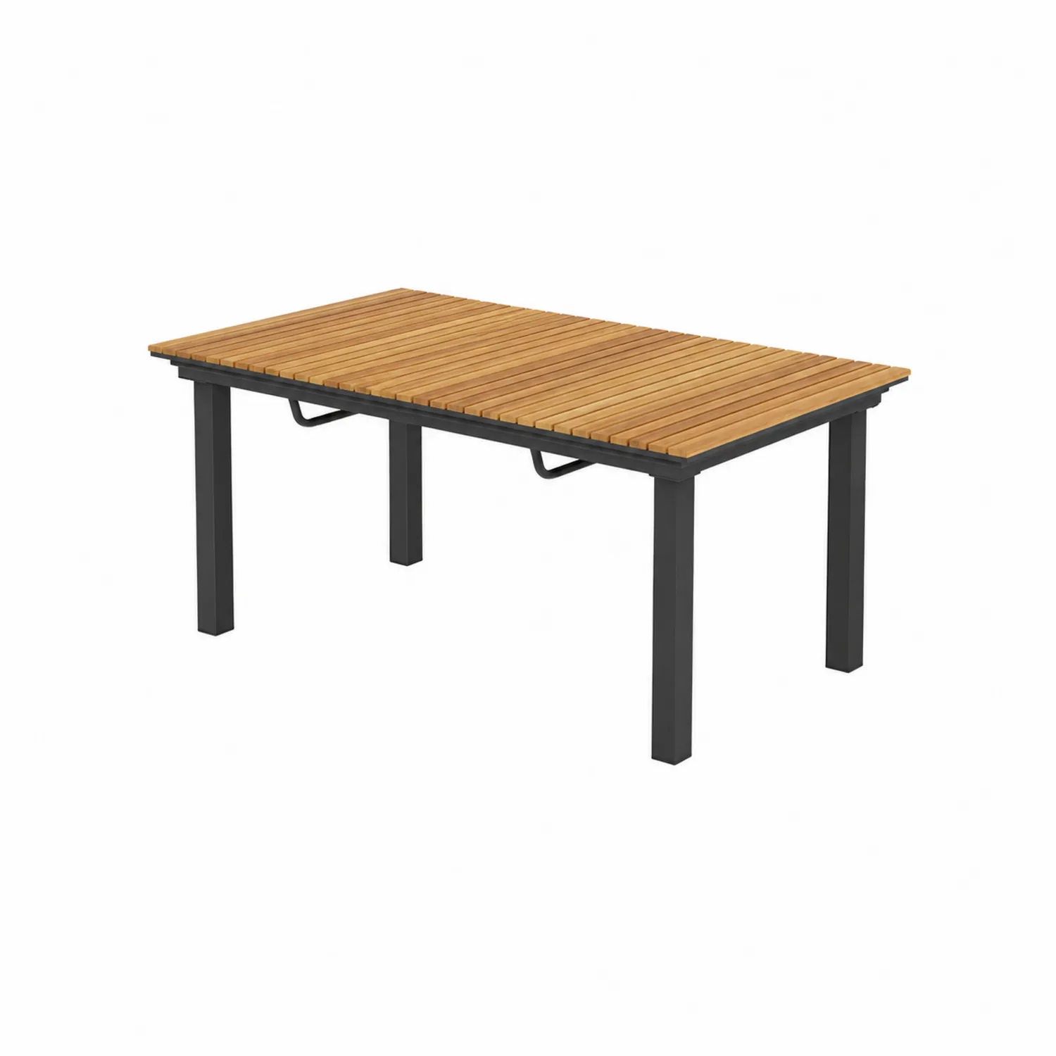 Mesa de comedor exterior madera acacia estructura metálica Marrón/Negro