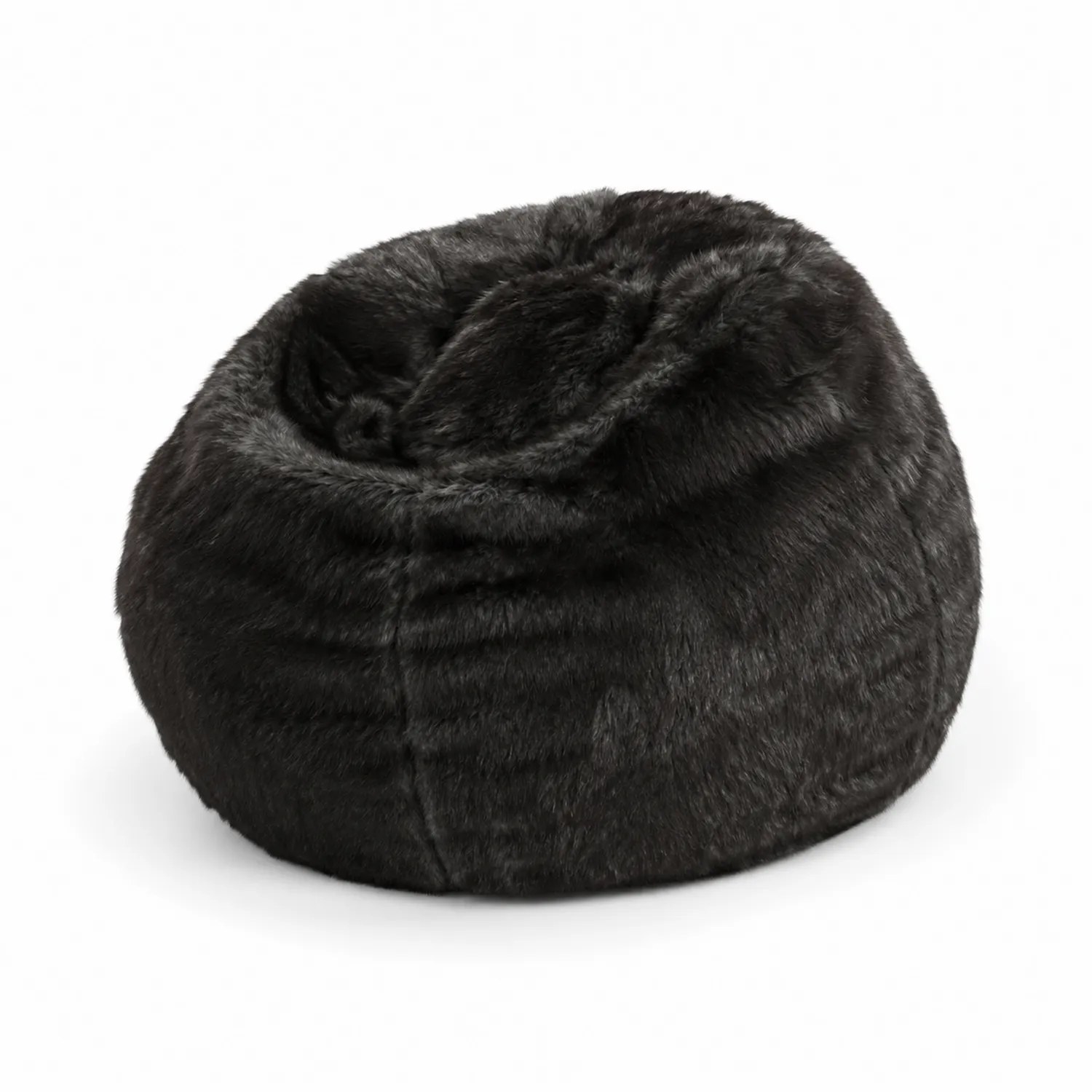 Sillón puf redondo de tela sintética negra 90cm
