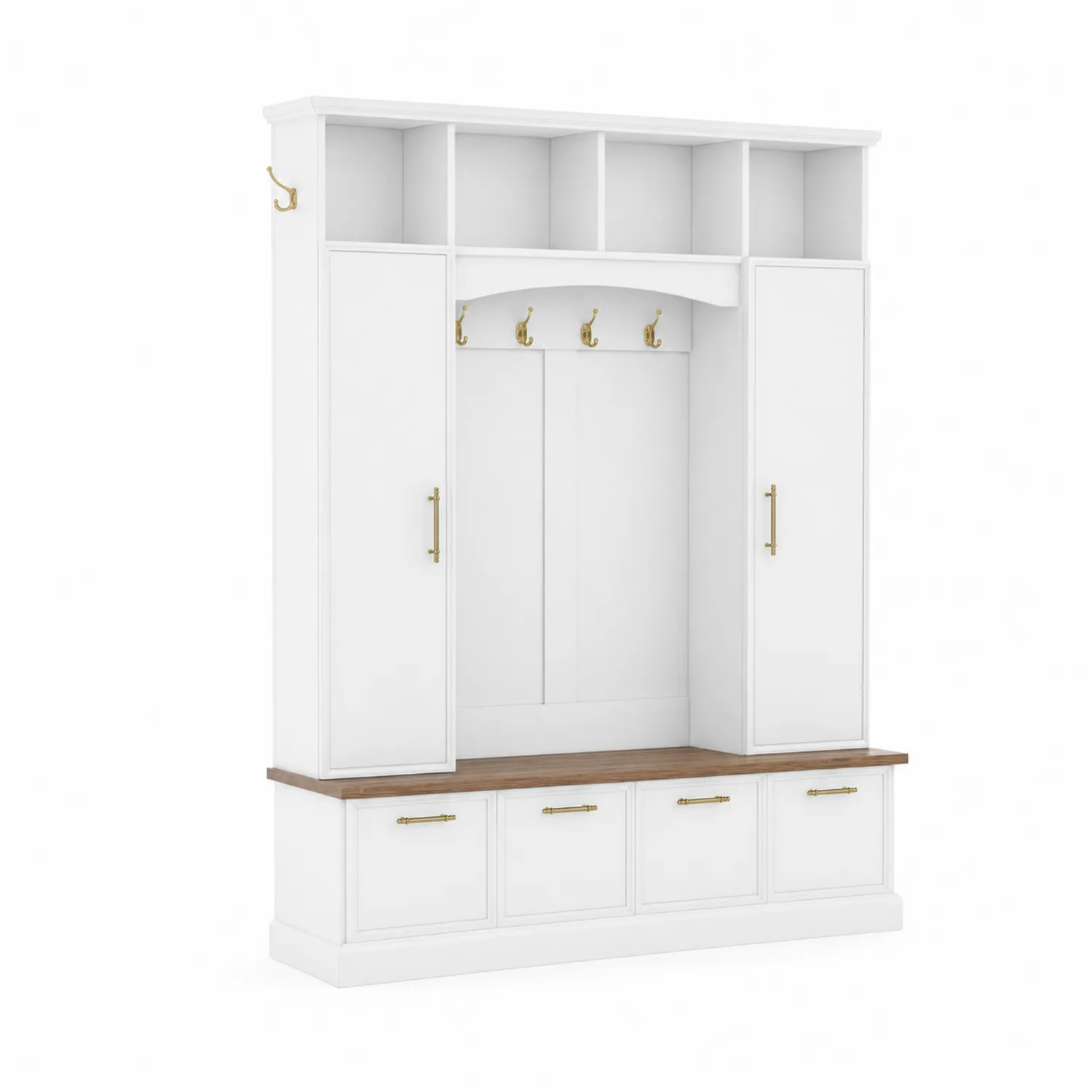 Perchero de MDF con Almacenamiento y Asiento de Madera 200x150x40 cm