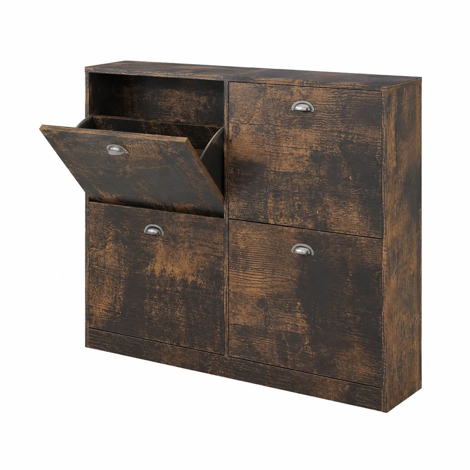 Zapatero de Madera con 4 Puertas Marrón