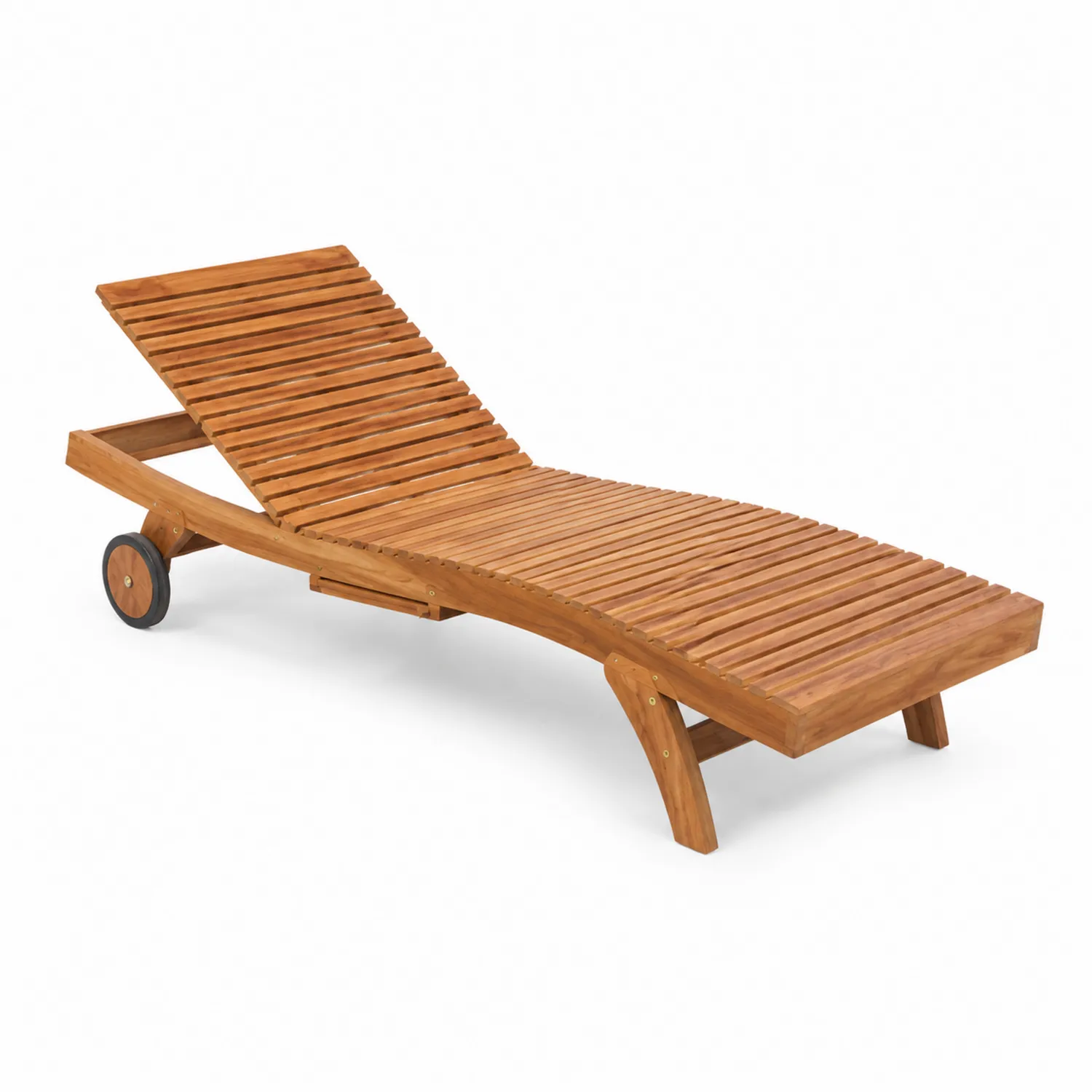Tumbona de madera de teca con ruedas 200 cm
