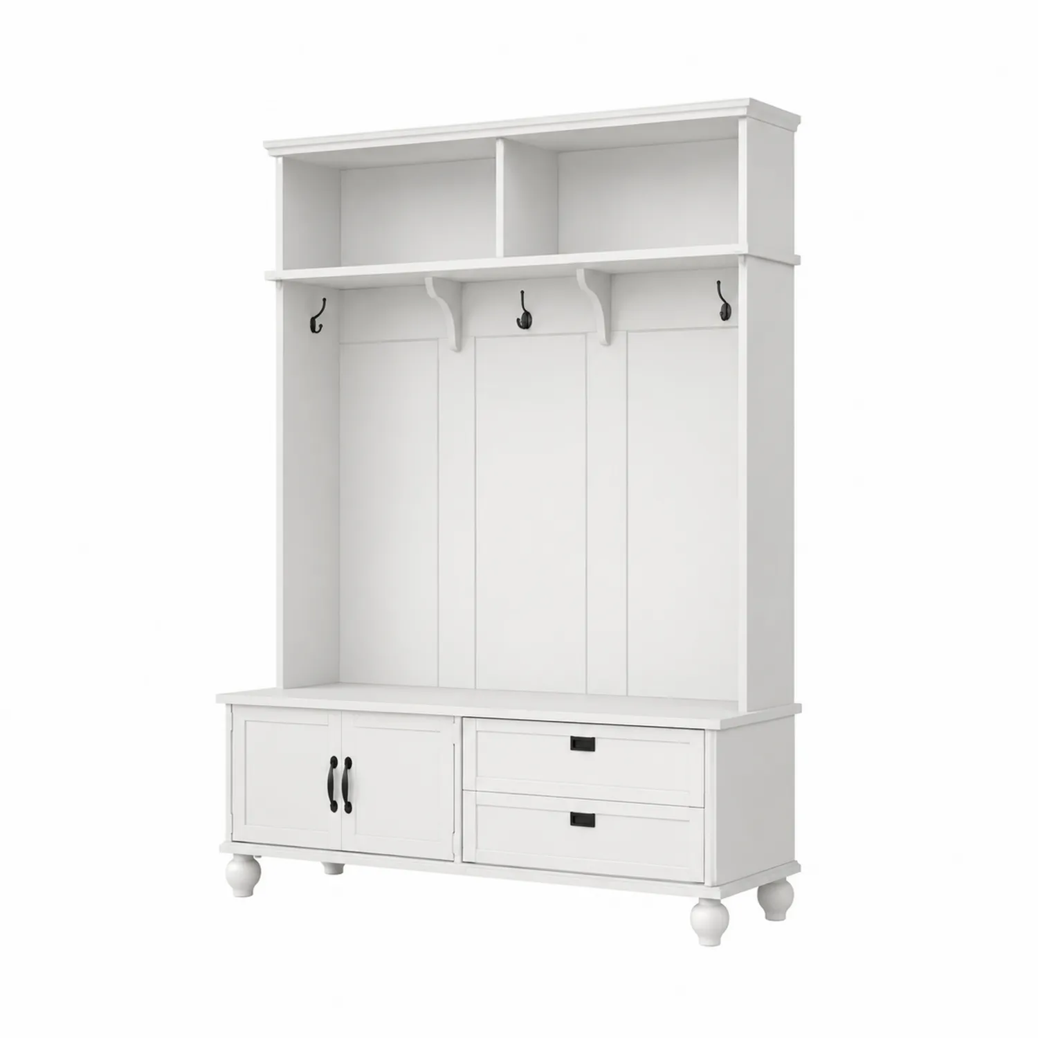 Perchero de Madera con Ganchos y Estantes Blanco 180x120x35 cm