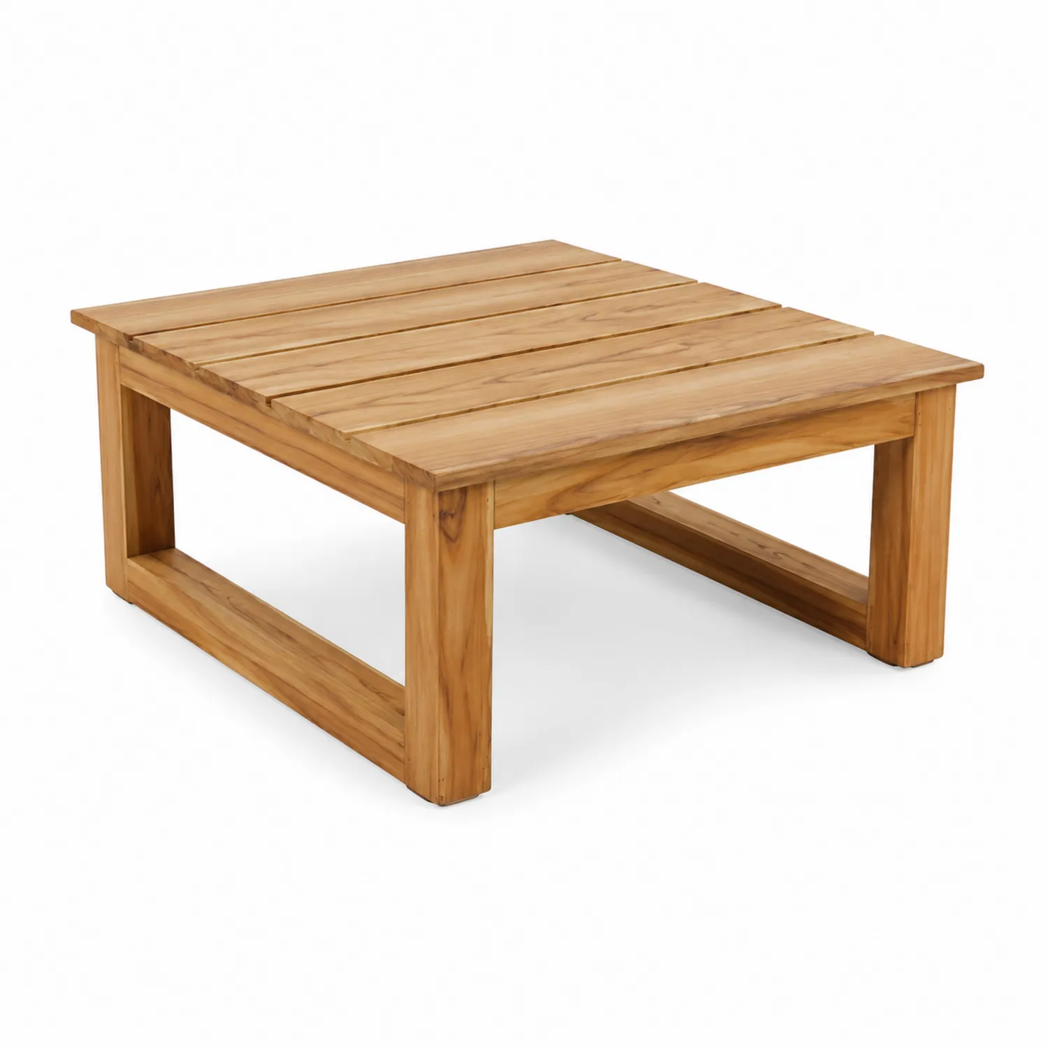Mesa auxiliar de madera para exterior 90x90x35cm Marrón